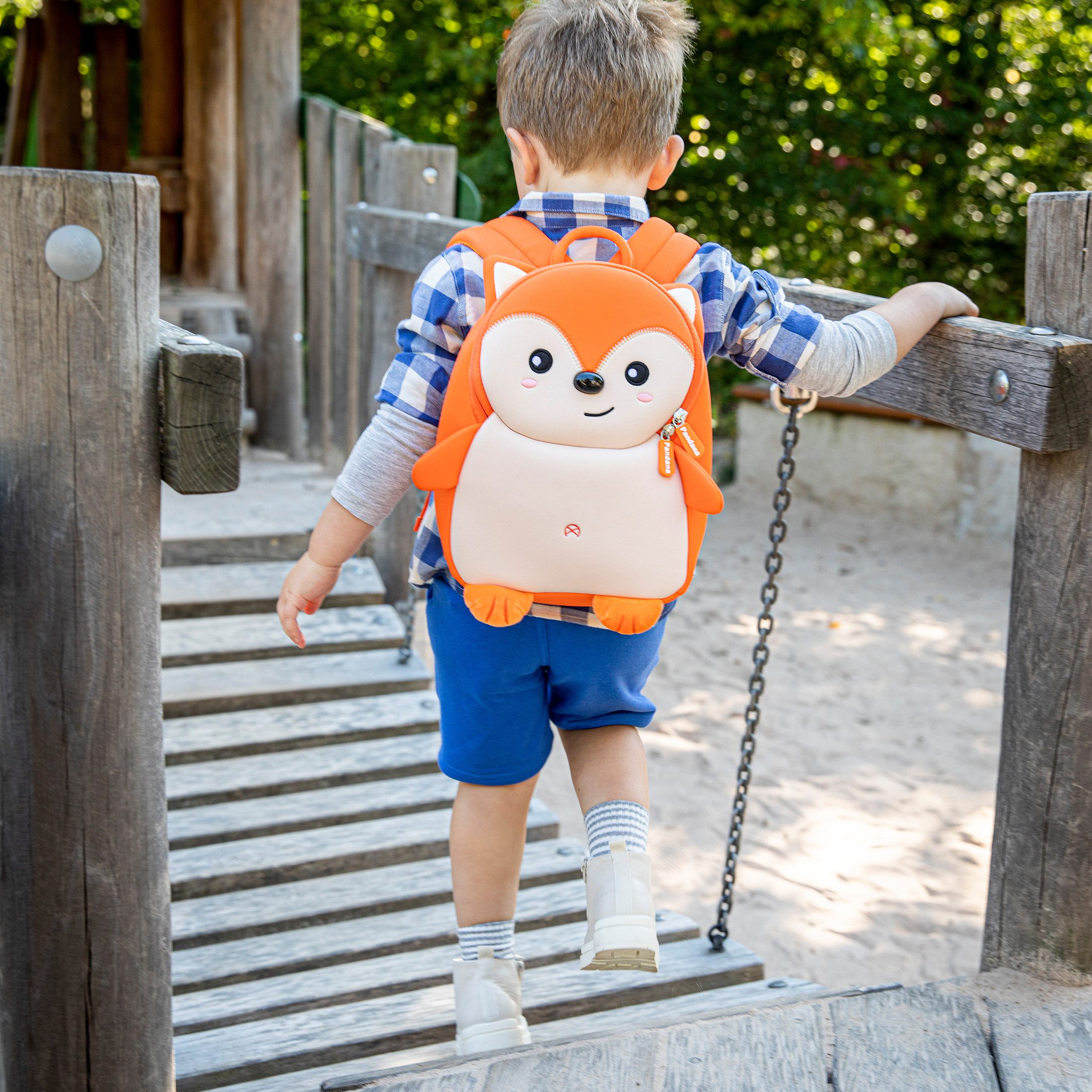 Pandana Kinderrucksack Felix Fuchs mit Brustgurt ab 2 Jahre, waschbar in der Maschine bei 30 Grad