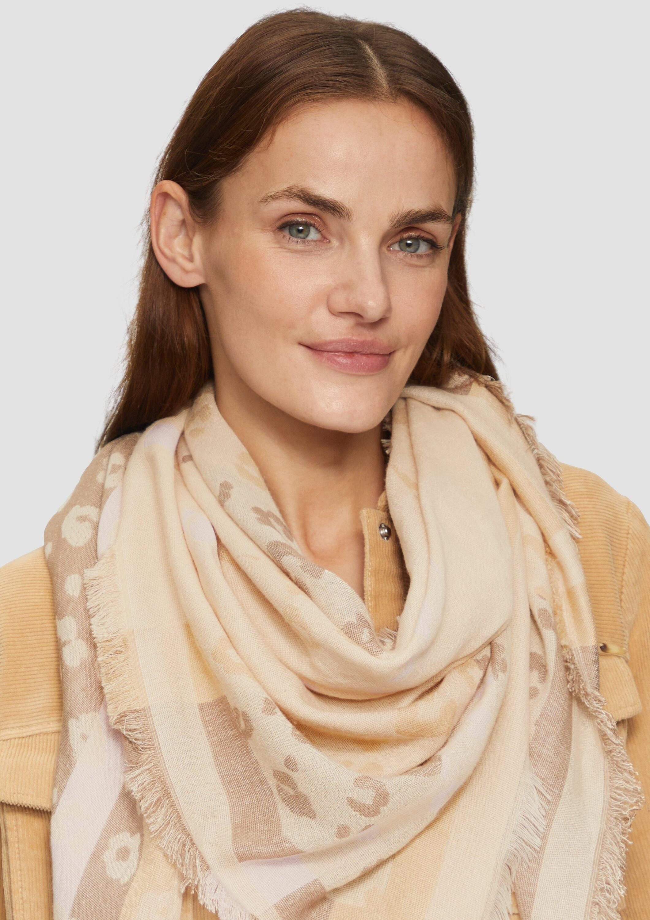 s.Oliver Schal Tuch, Gemusterter Schal aus Viskosemix günstig online kaufen