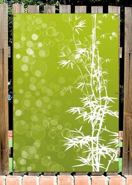 Wallario Sichtschutzzaunmatten Bambusmuster grün-weiß