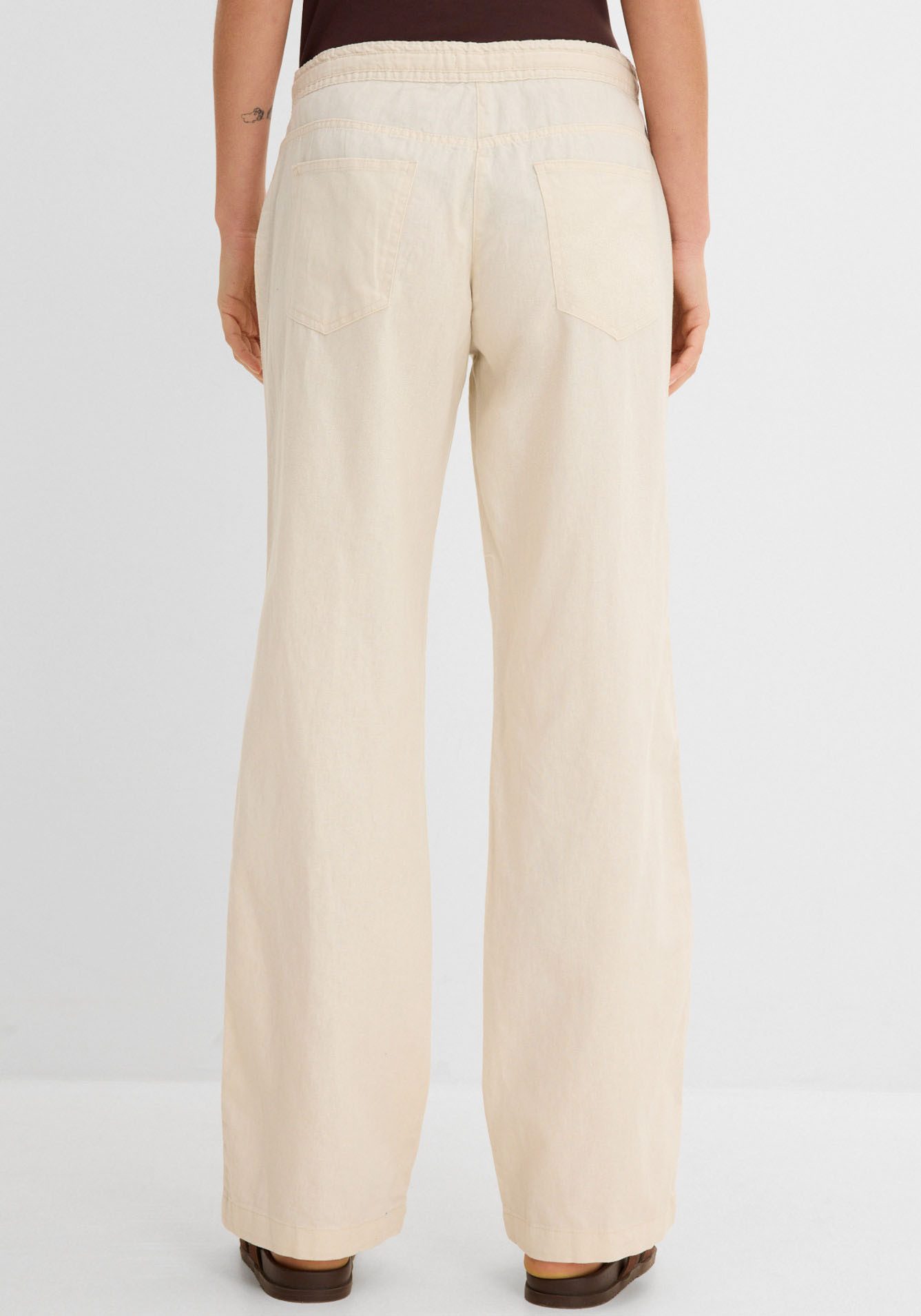 bonprix Leinenhose Loose Fit, mit Kordelzugbund, mit Eingrifftaschen, mit Gesäßtaschen