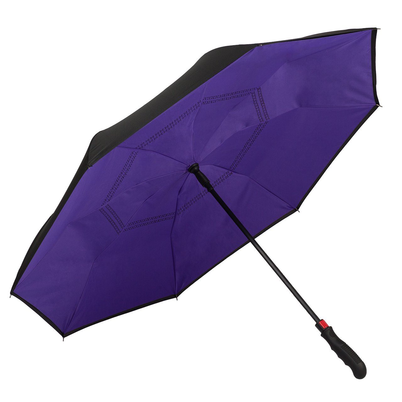 von Lilienfeld Stockregenschirm VON LILIENFELD Innovativer Regenschirm, Umgekehrte Öffnung, Selbst Stehend, Automatik, Doppelt bespannt, Sehr Stabil, Ergonomischer Griff, Remy, Die nasse Seite wird nach innen geklappt violett