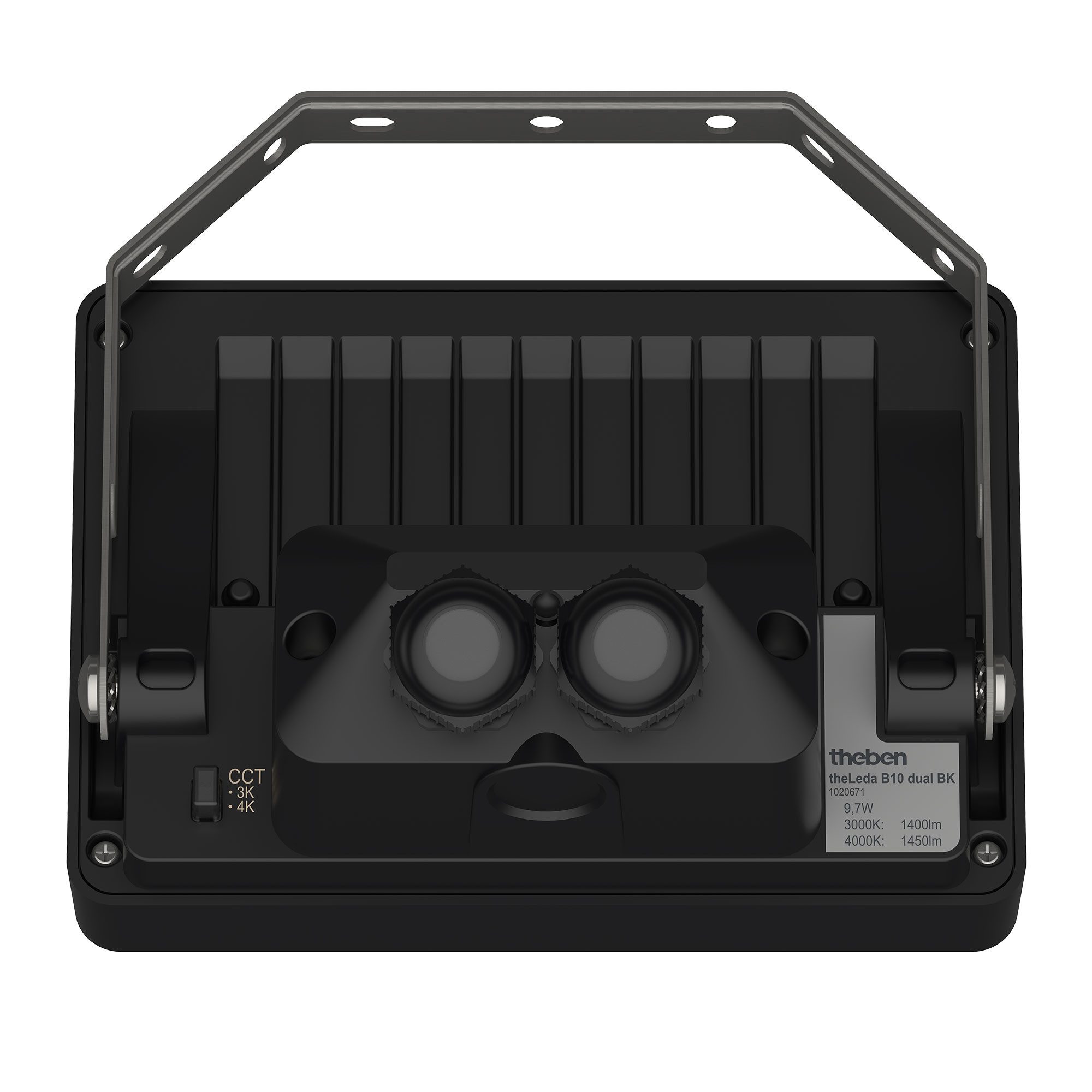 theben LED Flutlichtstrahler theLeda B10 dual BK, 10W LED Außenstrahler, 3000K/4000K umschaltbar, IP65, DarkSky