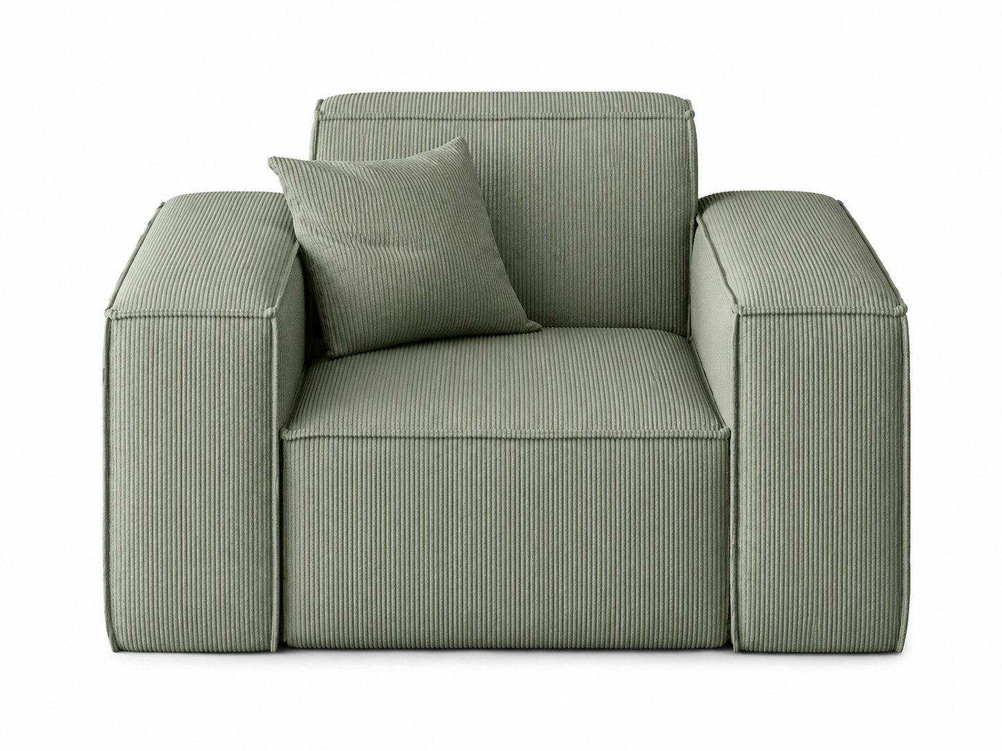 Beautysofa Sessel Lugano (Breite: 121 cm, moderner Polstersessel mit breiten Armlehnen), Grün Cord SCALA SAFIRA