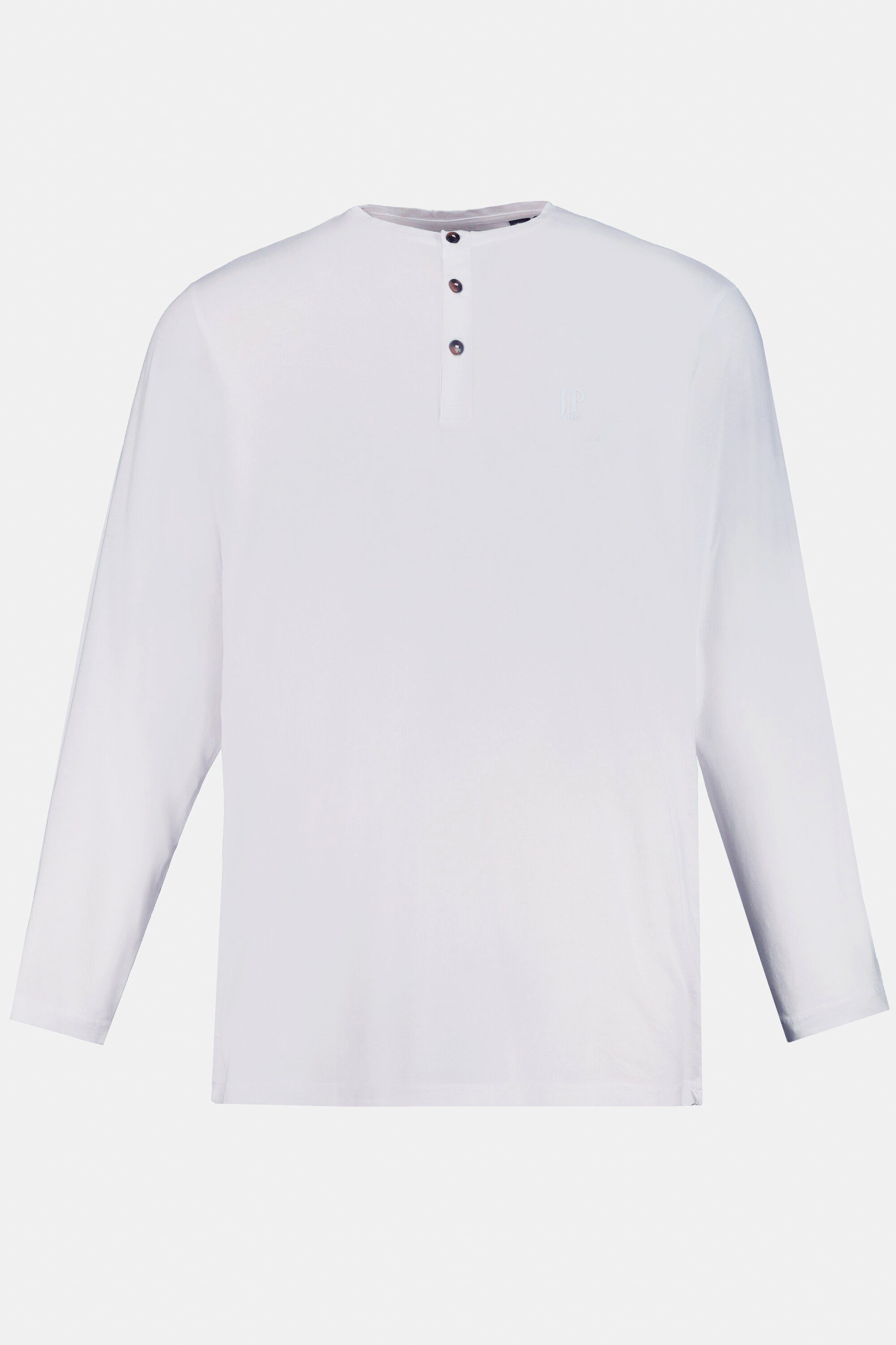 8XL schneeweiß JP1880 Knopfleiste T-Shirt Henley bis Shirt Langarm Basic