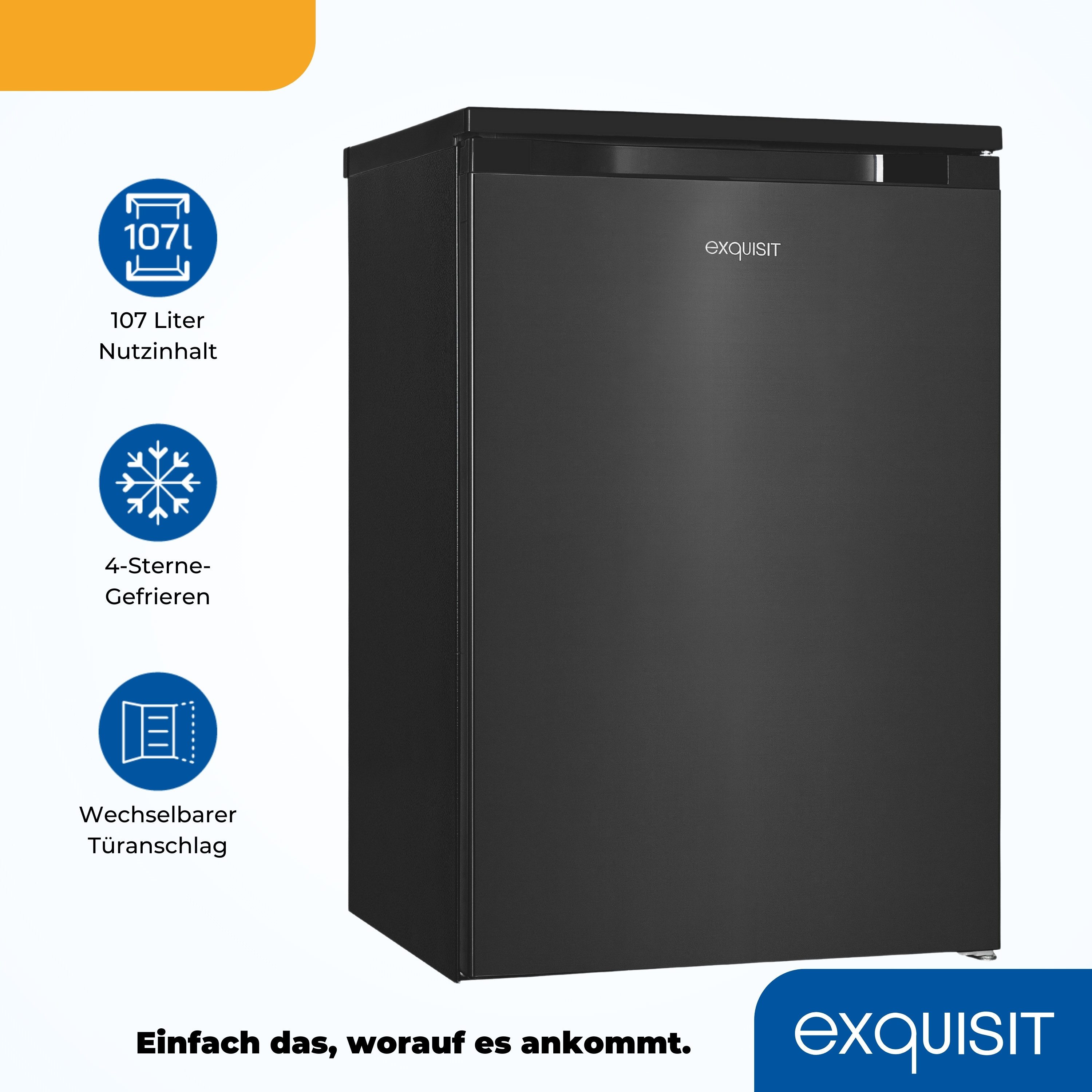 exquisit Kühlschrank KS15-4-051C inoxlook-az, 84,5 cm hoch, 54,9 cm breit, Flexibel & geräumig: 107 L Mini-Kühlschrank mit 4-Sterne Gefrierfach – Bild 4 von 5