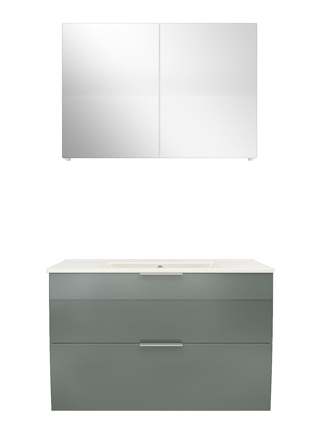 Badmöbel-Set Badmöbel Set Gently 2 V1 Weiß/Grau MDF Waschtisch 80cm