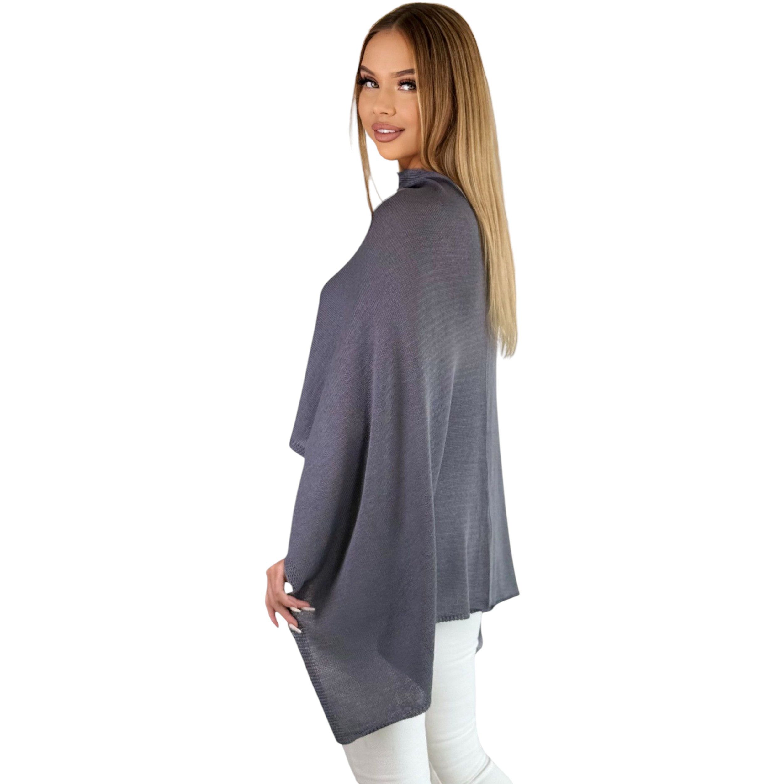 Mississhop Strickponcho Damen Poncho Cape Überwurf Strickponcho feiner Strick 221