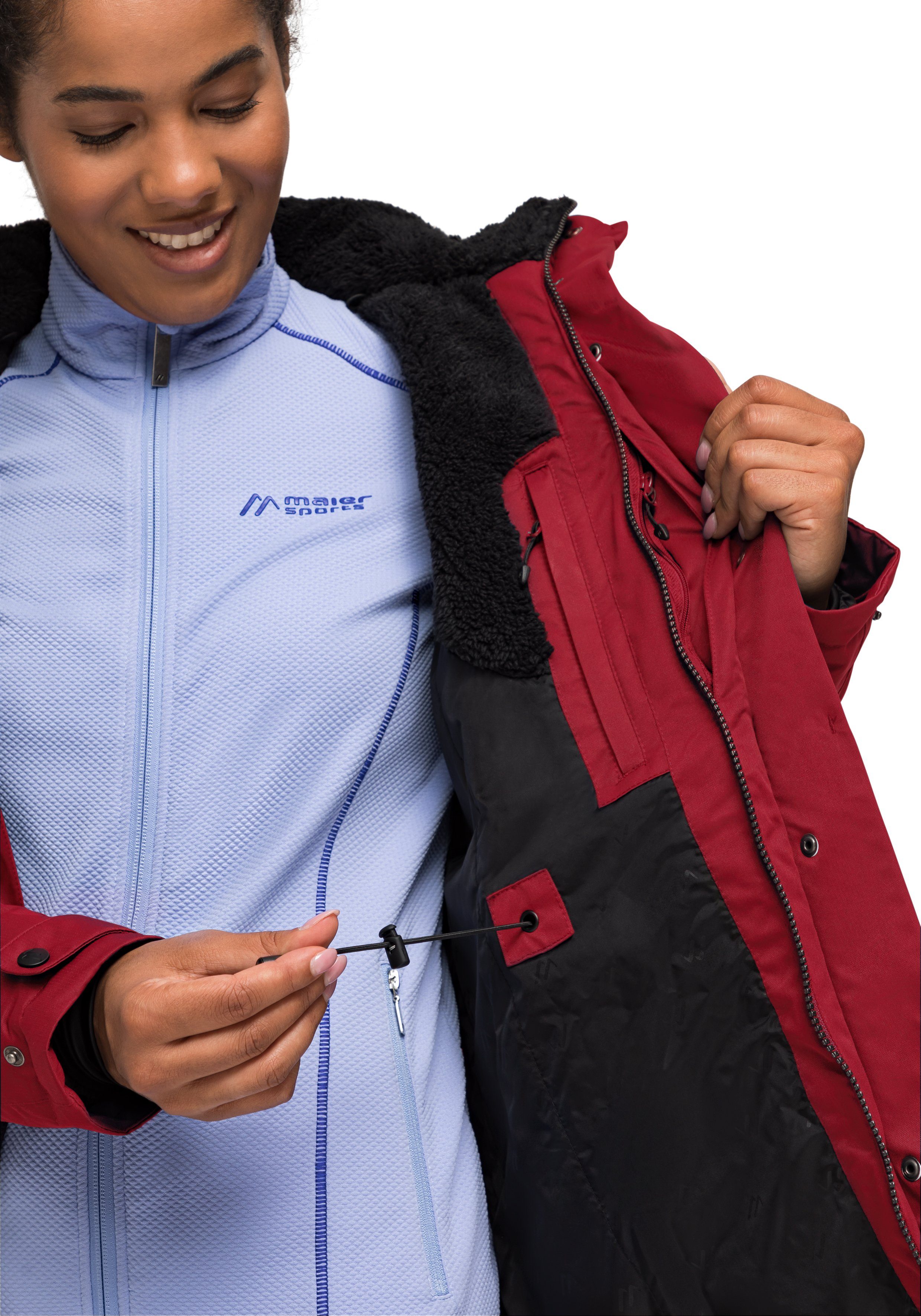 Maier Sports Wetterschutz Funktionsjacke 2 mit vollem Outdoor-Mantel Lisa bordeaux