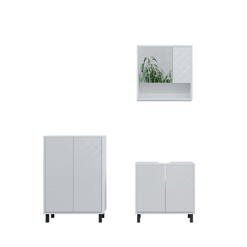 Badmöbel-Set Agasta, Weiß Hochglanz, 3 Teile