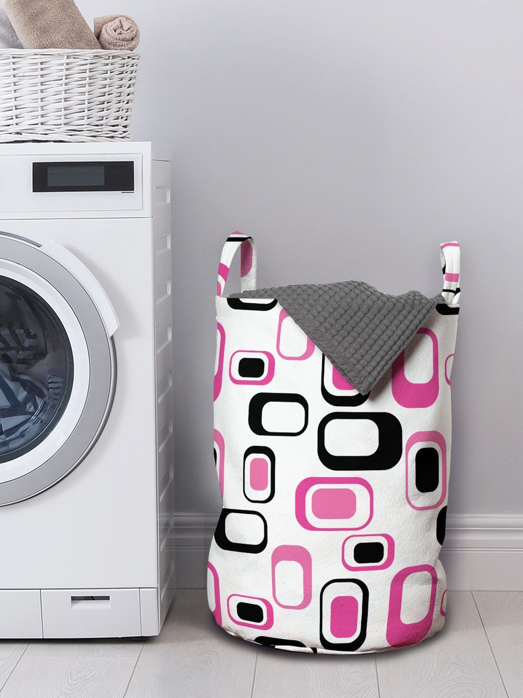 Waschsalons, Griffen Altertümlich Kordelzugverschluss Abakuhaus Wäschekorb mit für Geometrisch Stil Wäschesäckchen
