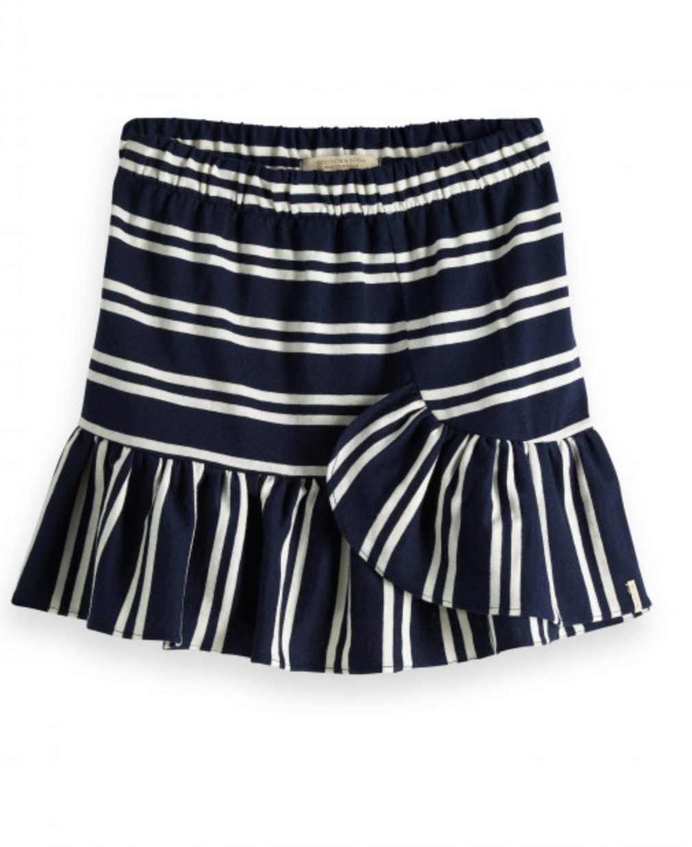 Scotch & Soda Jerseyrock Mädchen Rock Baumwolle blau weiß gestreift mit Volant Bund