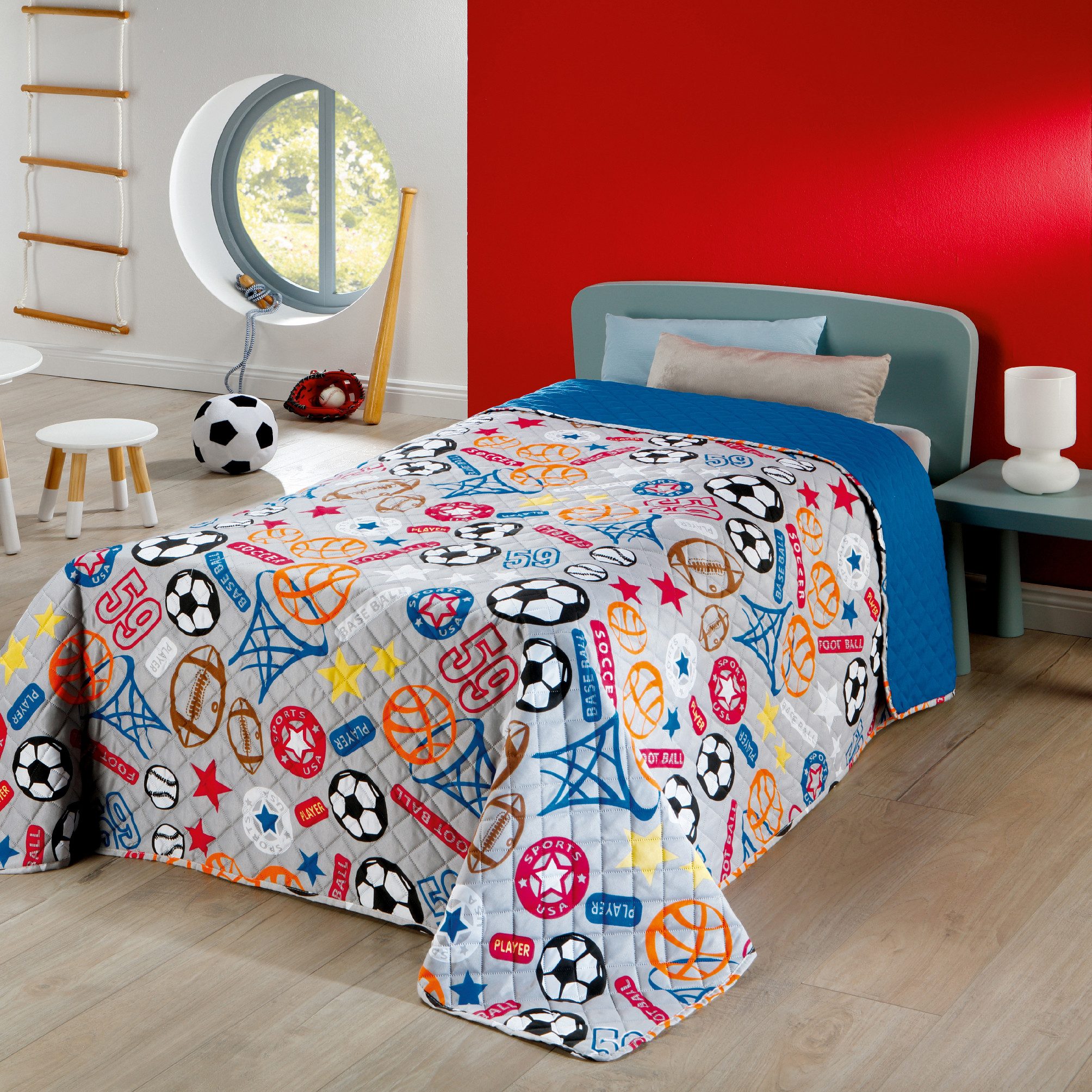 Delindo Lifestyle Bettüberwurf Tagesdecke Sports, 170x210 günstig online kaufen