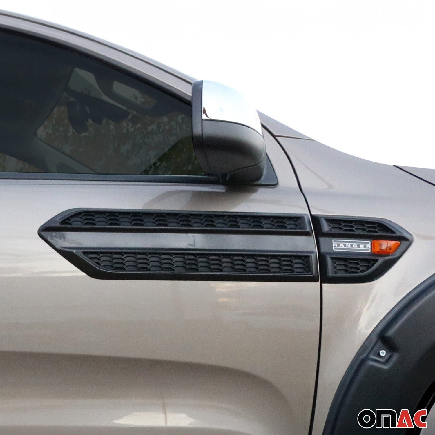 OMAC Zierleisten-Aufkleber Seitentürleiste für Ford Ranger T6 XLT FL 2015-2022 ABS Schwarz, (2tlg), Langlebig,Einfache Reinigung,Einfache Installation,Rostbeständig
