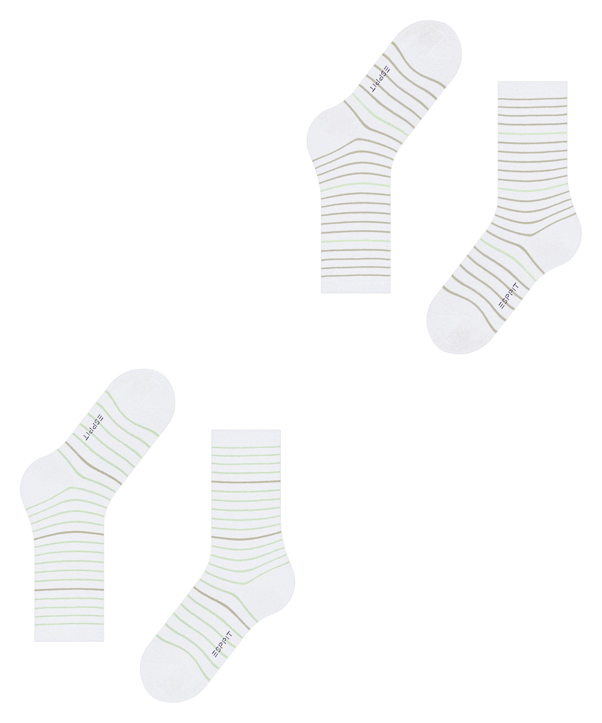 white 2-Pack Socken (2100) Stripe Fine Esprit (2-Paar) raw