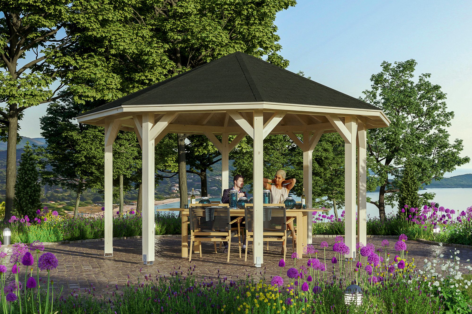 Skanholz Holzpavillon Nice 2, Leimholz, 399 x 399 cm