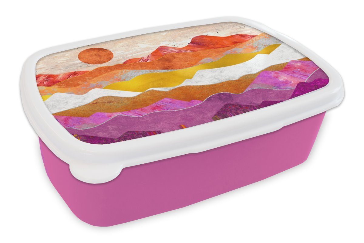 MuchoWow Lunchbox Lesbisch - Stolz - Marmor, Kunststoff, (2-tlg), Brotbox für Erwachsene, Brotdose Kinder, Snackbox, Mädchen, Kunststoff rosa