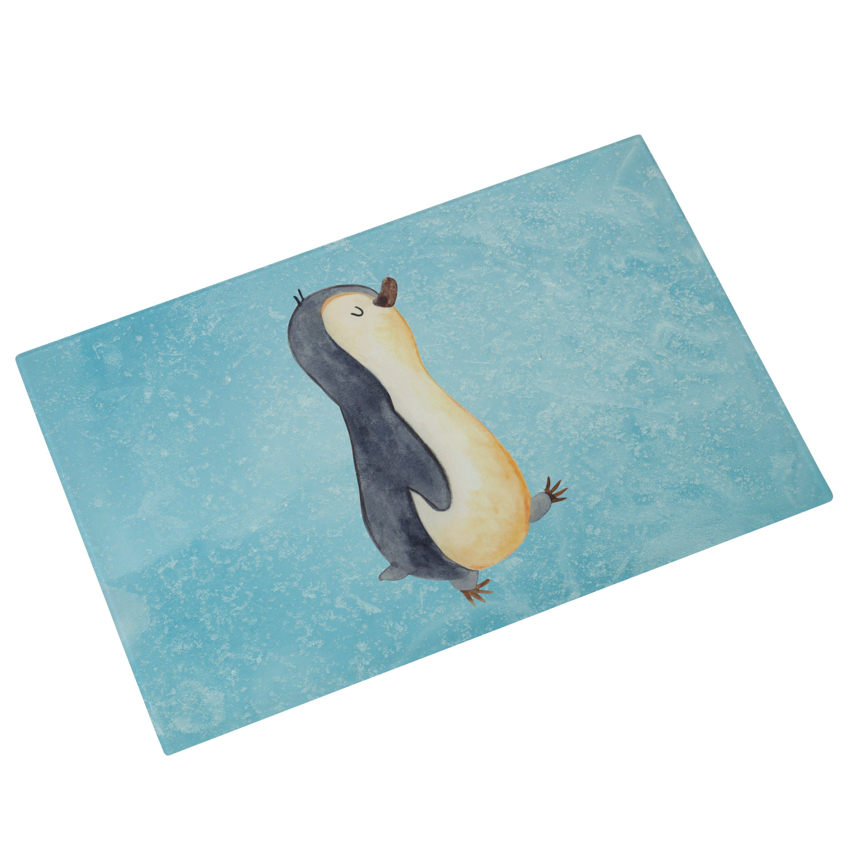 Mr. & Mrs. Panda Geschenk, - Frühaufsteher, S, marschierend Premium - Pinguin (1-St) Eisblau Glas, Pinguine, Servierbrett