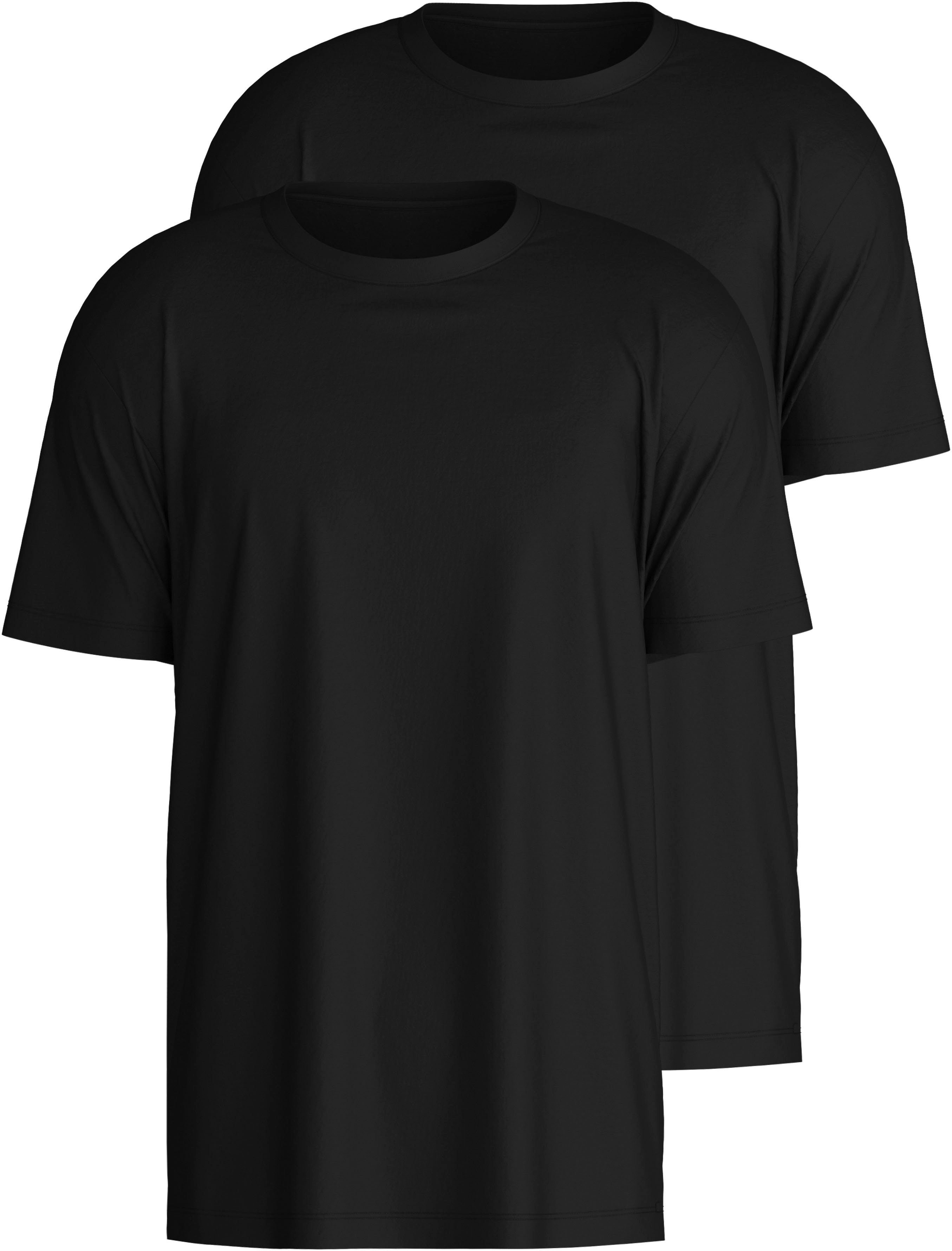 T-Shirt Fit Modern Kurzarmshirt, Benefit CALIDA Natural (2er schwarz Pack) enganliegendes