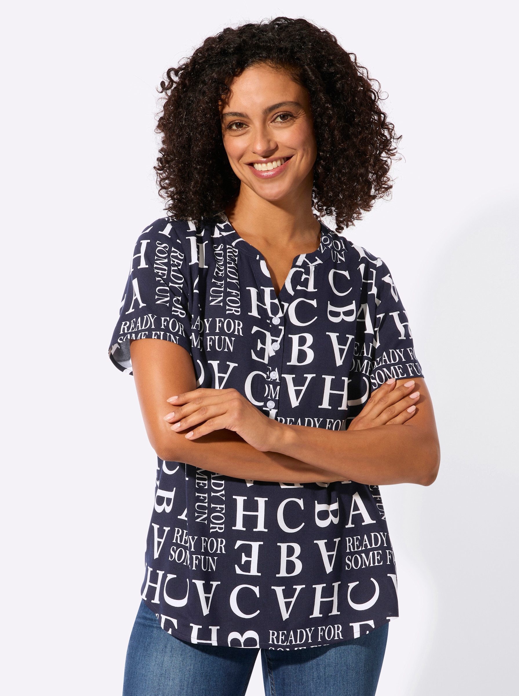 Witt Klassische Bluse Druckbluse .