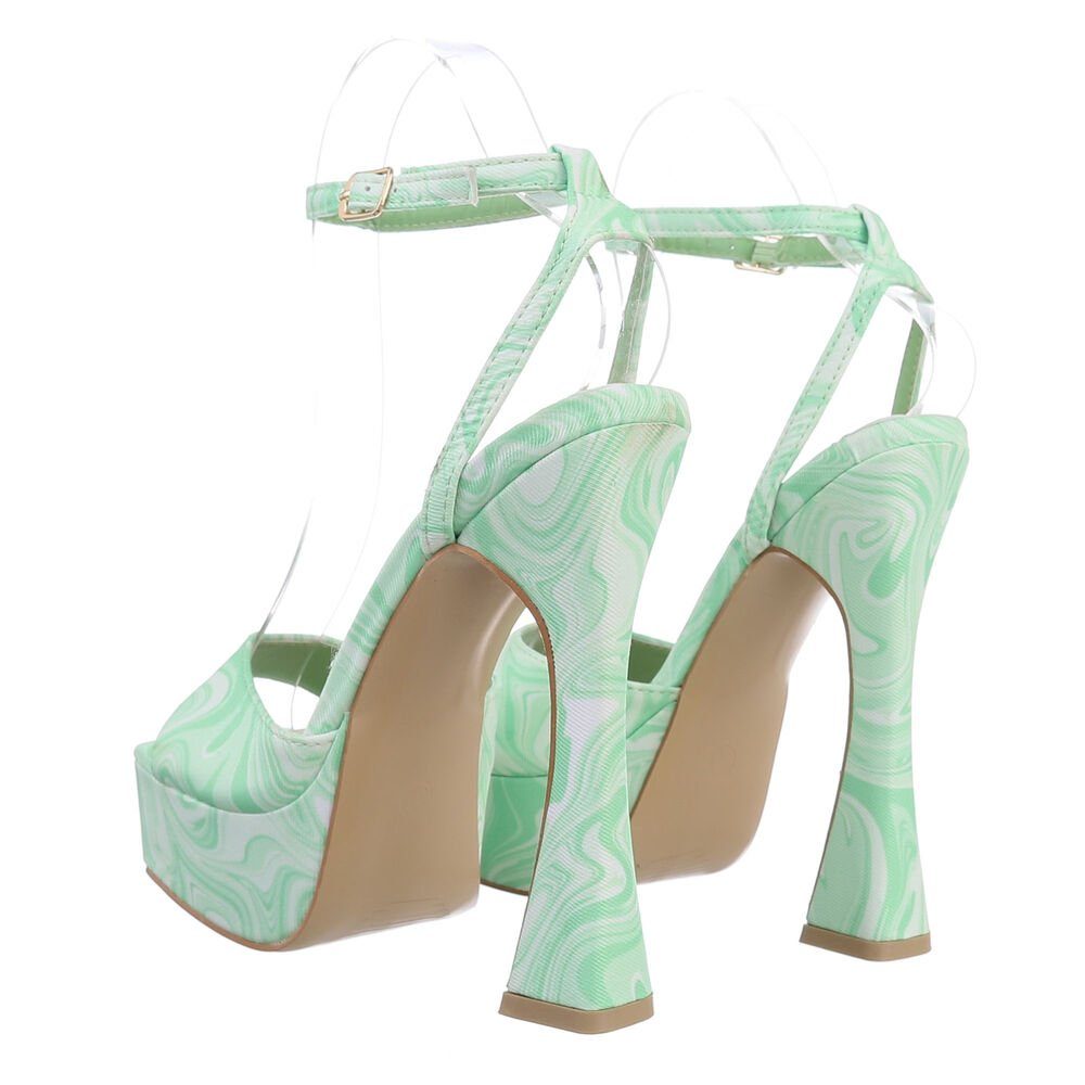 Ital-Design Damen Abendschuhe Party & Clubwear Plateausandaletten Blockabsatz Sandalen & Sandaletten in Grün