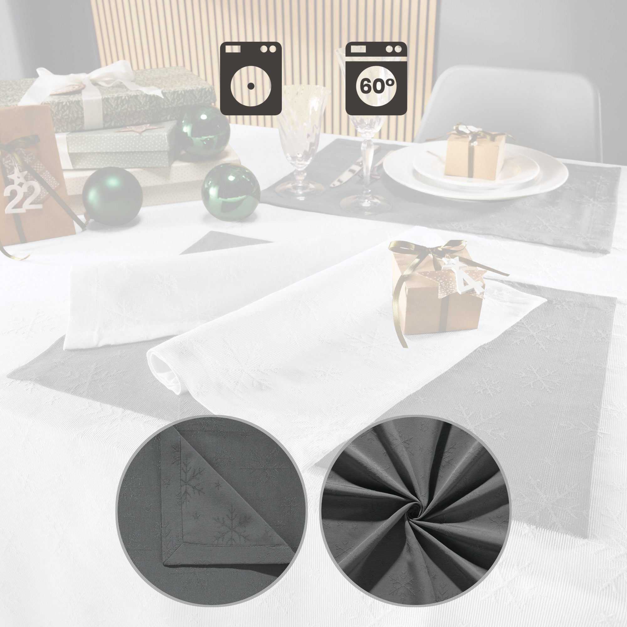 REDBEST Platzset Tischset "Snowflake" 2er-Pack, bügelleicht Uni/Motiv