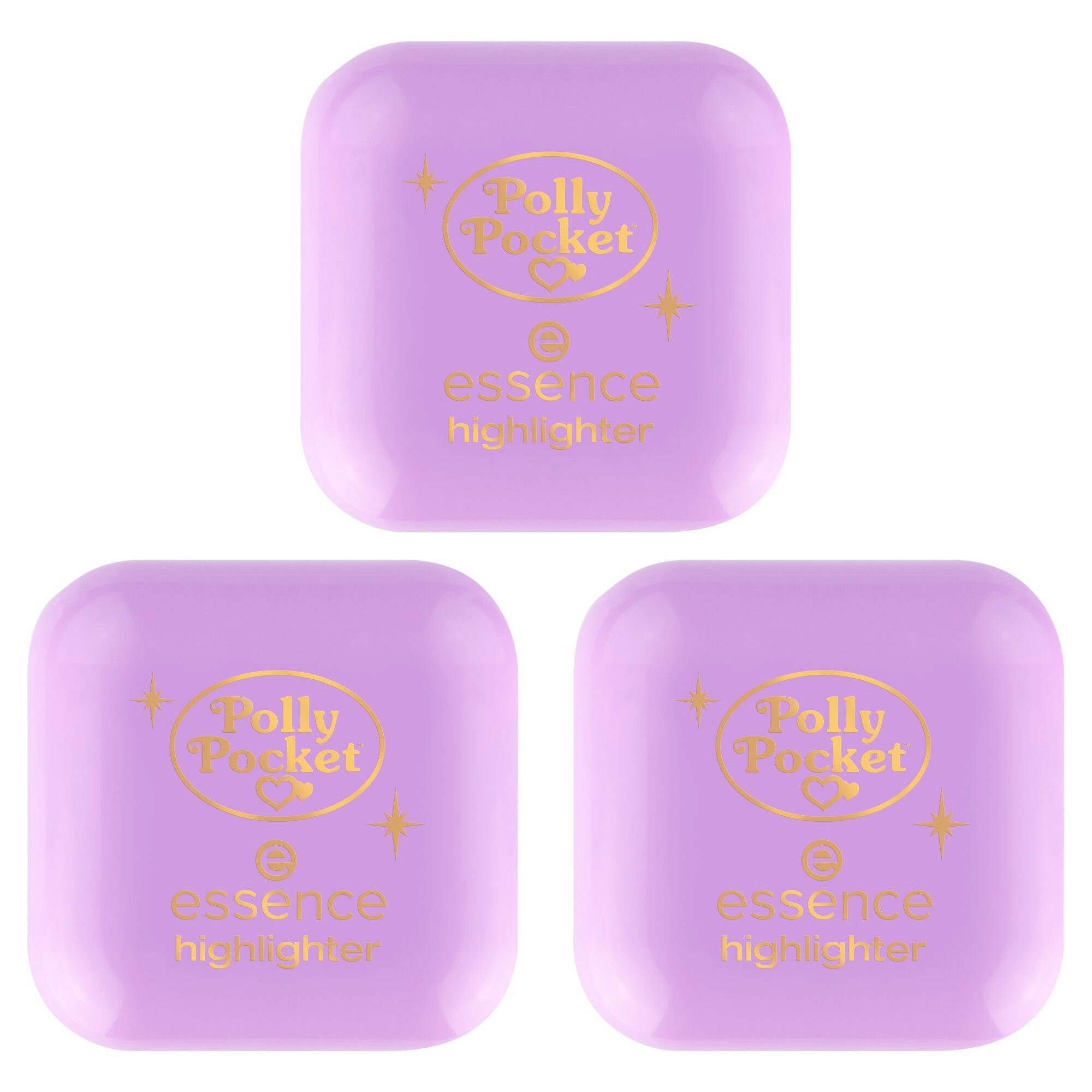 Essence Highlighter Polly Pocket highlighter, 3-tlg., Hinterlässt strahlenden Glow, Perfekt für präzise Highlighting-Momente