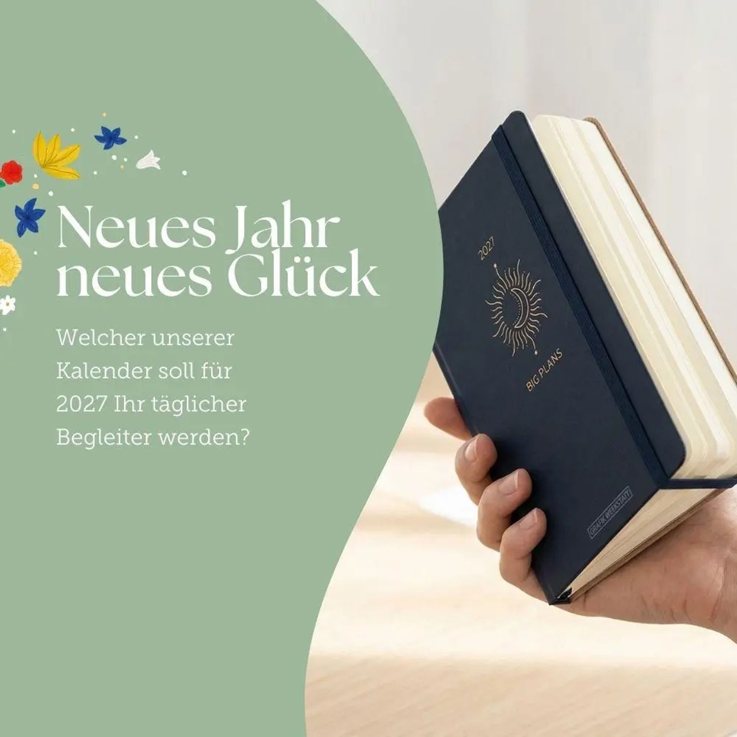 Grafik Werkstatt Taschenkalender Terminplaner Lederlook 2027 Schwarz