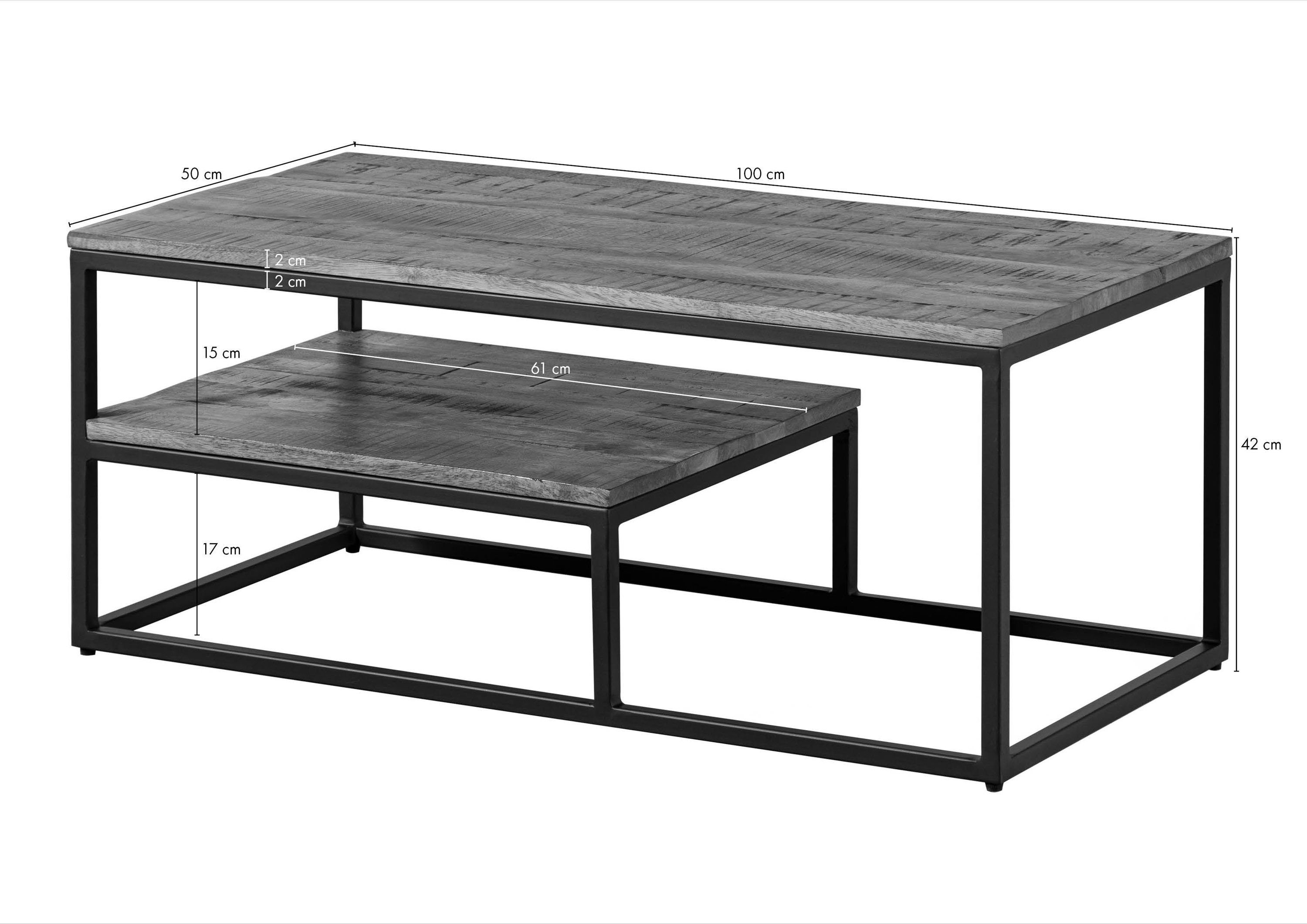Massivmoebel24 Couchtisch Mango 100x50x43 hellbraun geölt LOUNGE COLLECTION #101