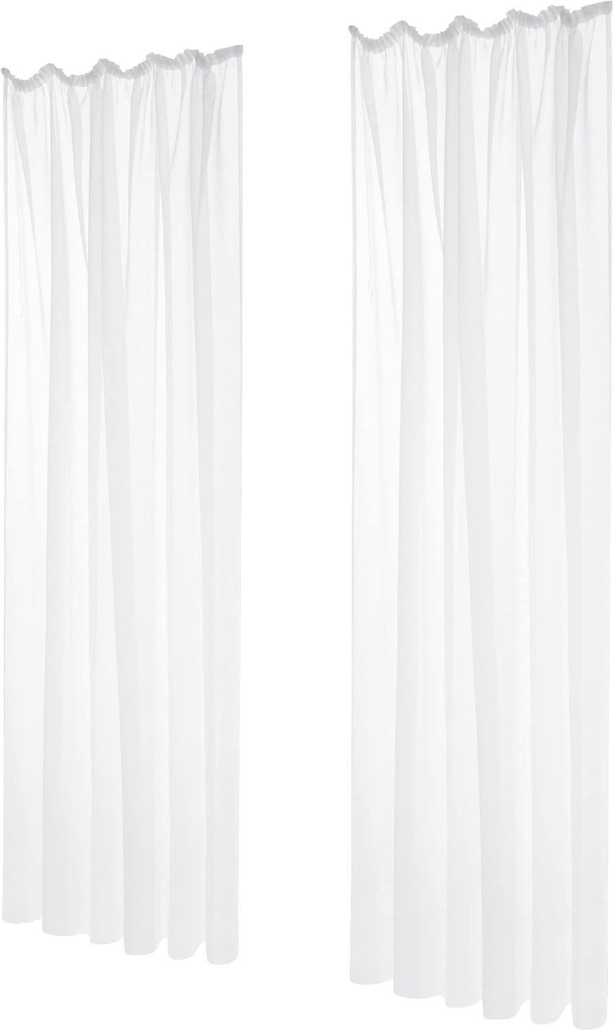 Deconovo Vorhang Wohnzimmer Gardinenschals mit Kräuselband Gardinen Wohnzimmer 2er Set, Transparent Stores Schal Schlafzimmer einfarbig Voile Vorhangschals