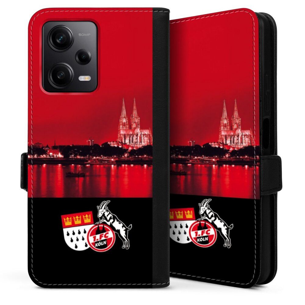 DeinDesign Handyhülle Skyline 1. FC Köln Offizielles Lizenzprodukt Skyline Köln Rot, Xiaomi Redmi Note 12 4G Hülle Handy Flip Case Wallet Cover