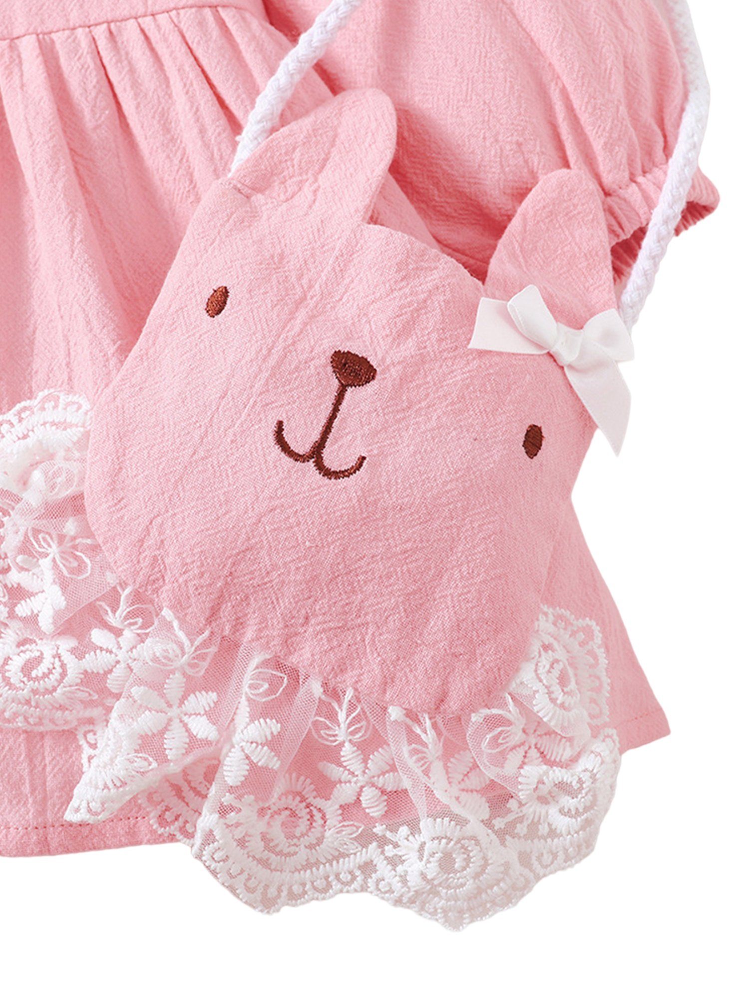 LAPA Partykleid Baby Mädchen Langärmliges Einreihig Stück) A-Linien-Kleid Umhängetasche Kaninchenform (2 Laternenärmel mit mit