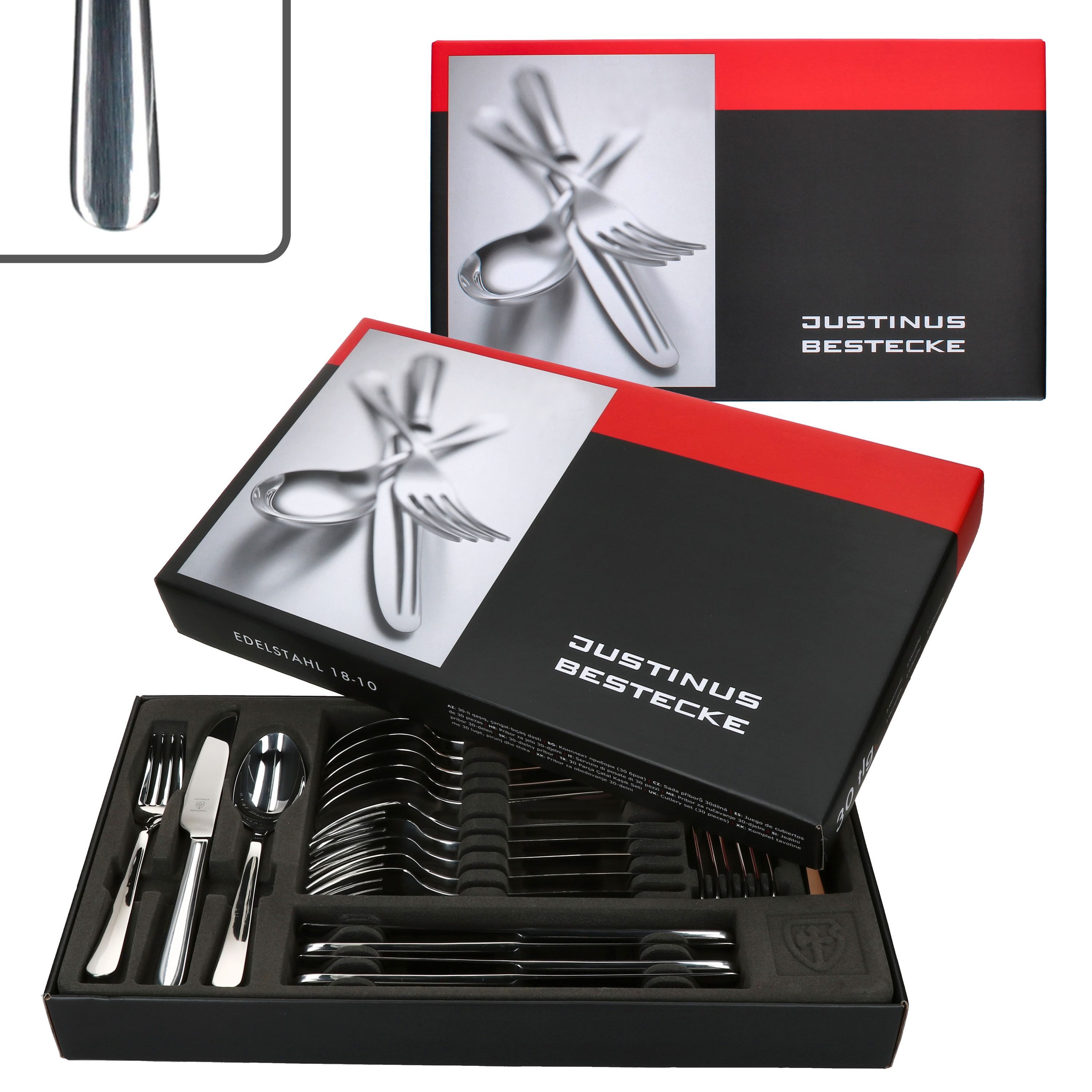 Justinus Besteck-Set 60tlg Style Art Komplett-Besteck-Set 12 Personen Messer Gabel Löffel, Edelstahl, Edelstahl