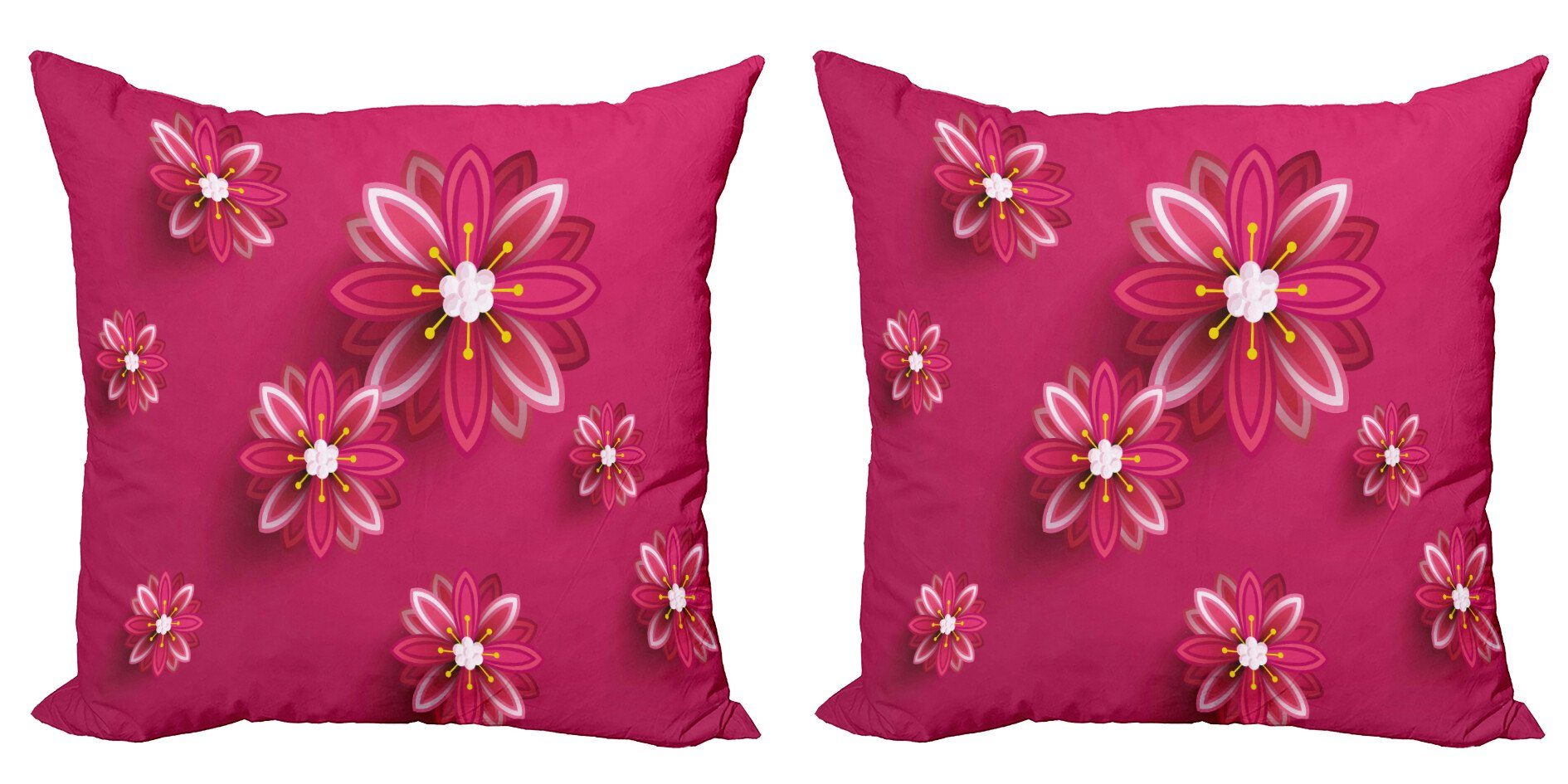 Accent Stück), (2 Doppelseitiger Kissenbezüge Blumen Abakuhaus Frühlingsblumen Digitaldruck, Modern