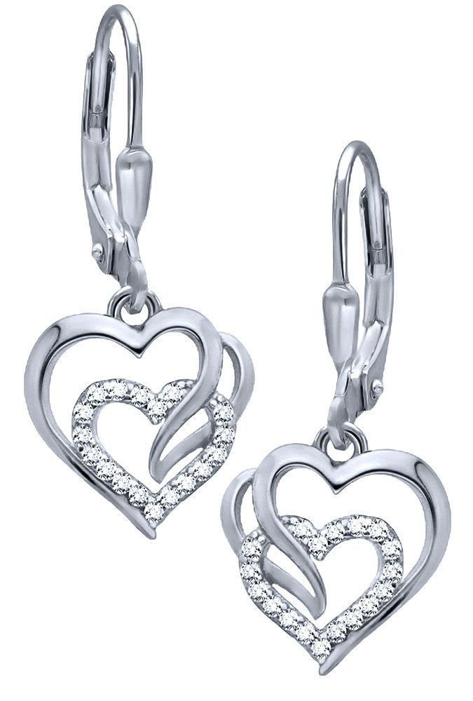 Limana Paar Ohrhänger hängende Herz Ohrringe Damen 925 Silber Geschenk Frau Freundin Mama (Schmuck inkl. Dose), Geburtstag Jahrestag Hochzeitstag Weihnachten Muttertag Valentinstag