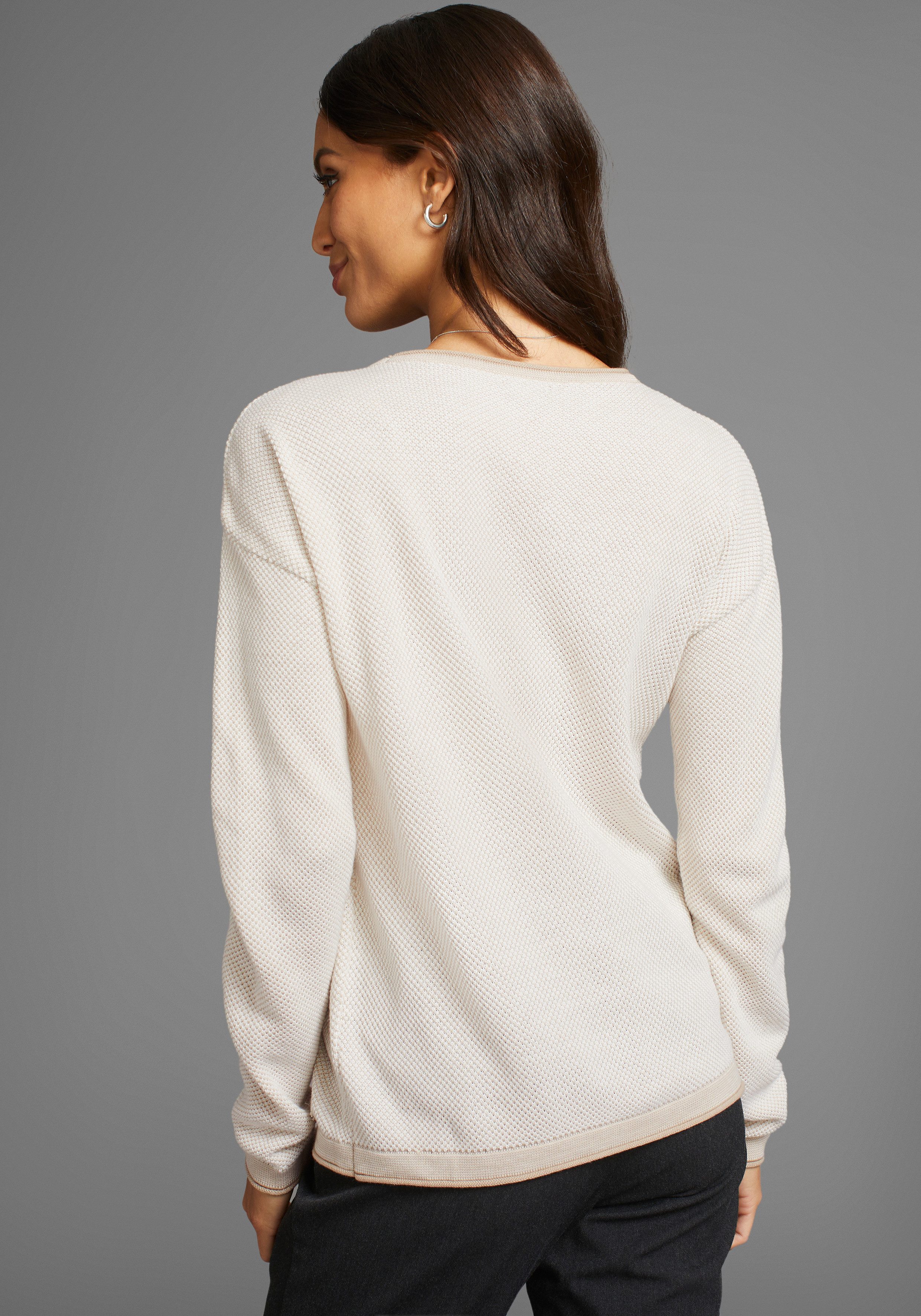 Laura Scott Rundhalspullover leichter Feinstrick mit Waffelmuster und dezen günstig online kaufen