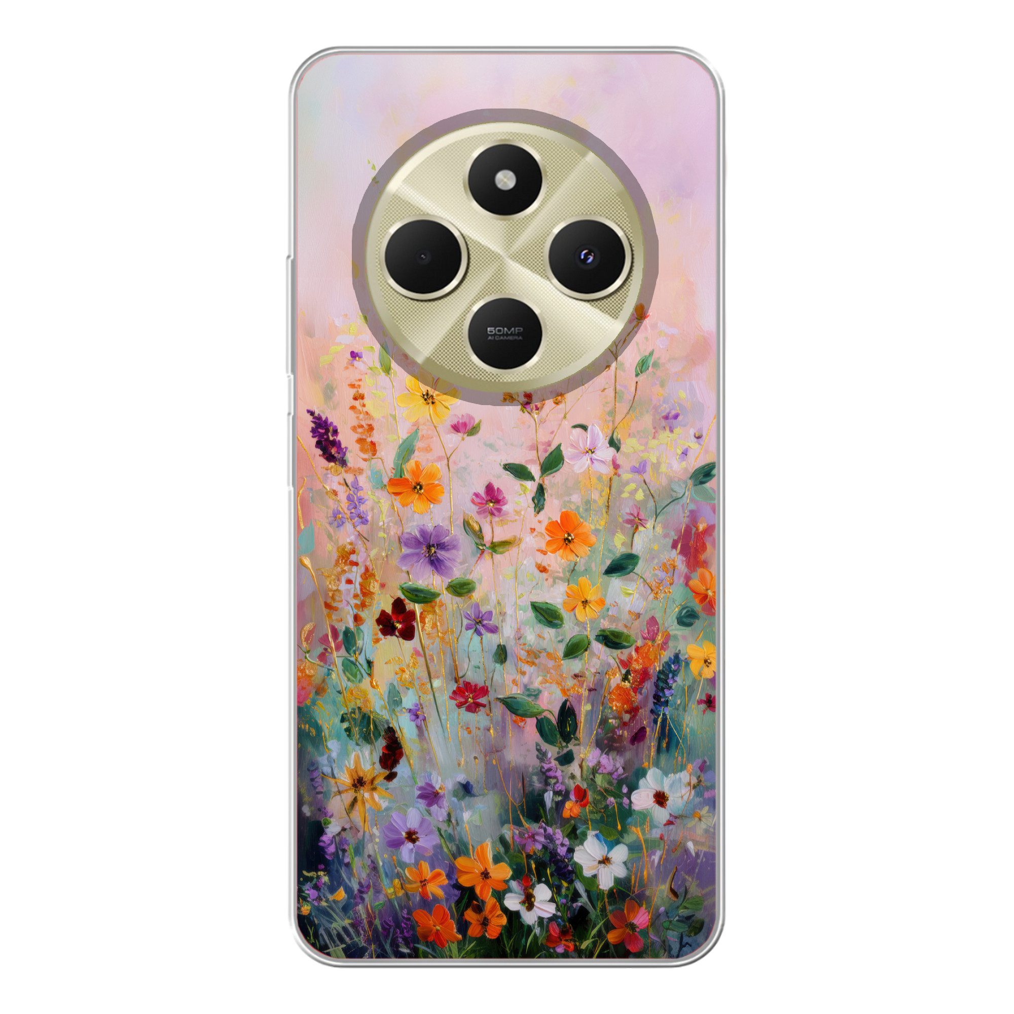 MuchoWow Handyhülle für Xiaomi Redmi 14C Gemälde - Blumen - Abstrakt - Farbenfroh, Handy Case, Silikon, Bumper Case Dünn