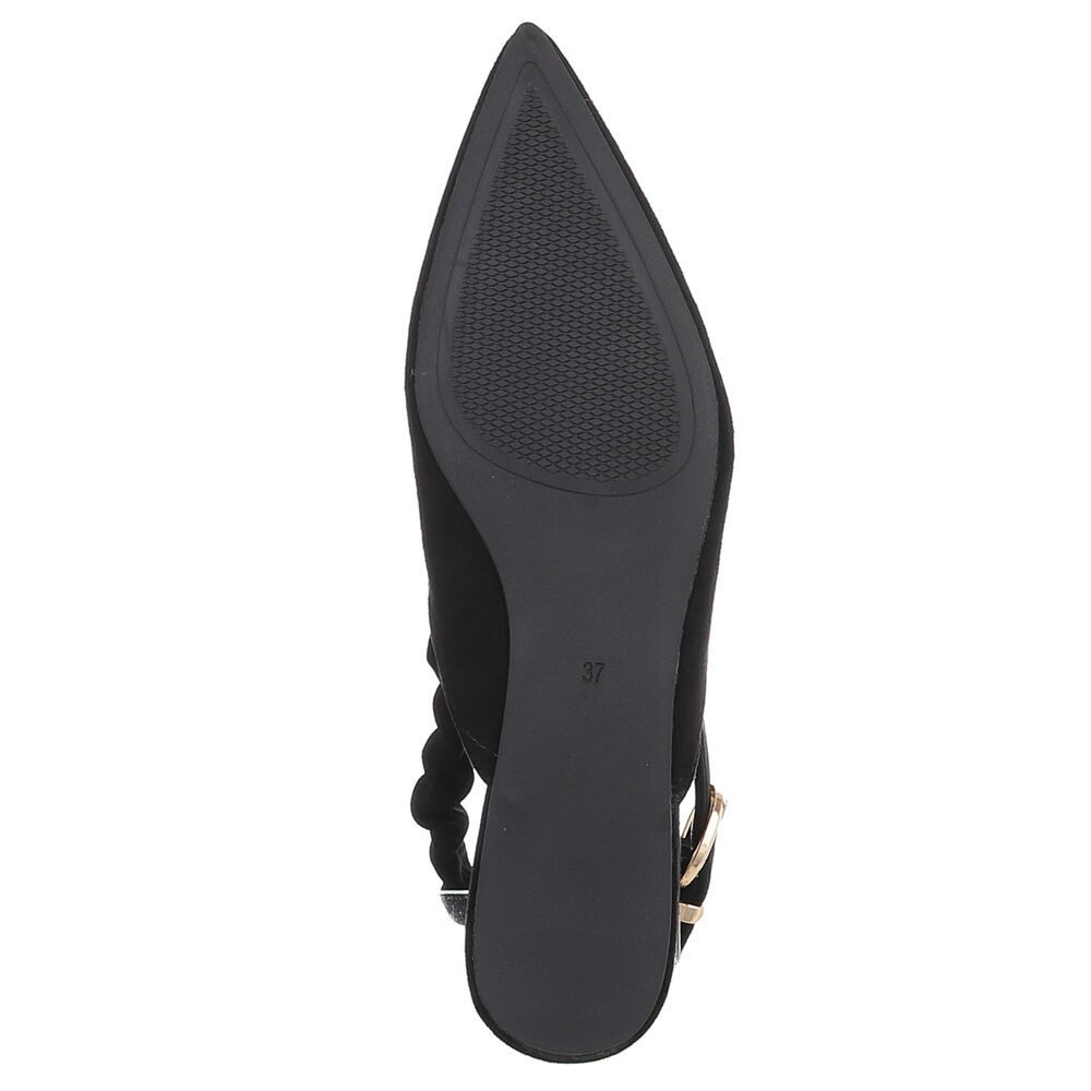 Ital-Design Damen Slingback Schuh flach mit Metallschnalle Schnürpumps (92079005) Flach Schnür- & Riemchenpumps in Schwarz