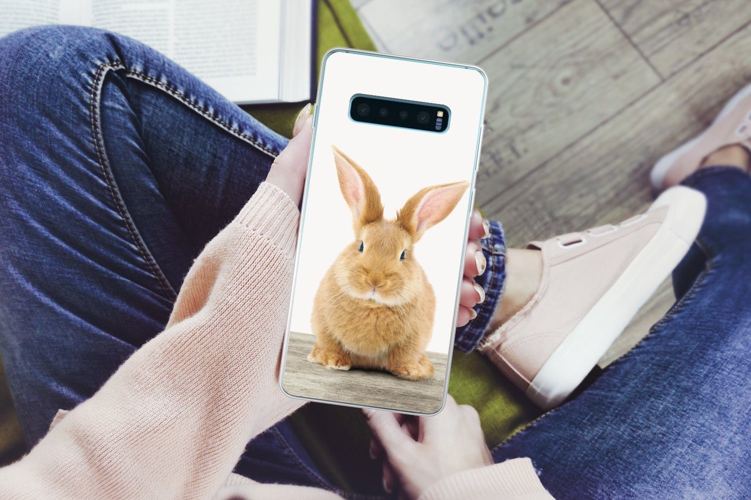 MuchoWow Handyhülle für Samsung Galaxy S10 Plus Kaninchen - Babykaninchen - Tiere - Kinder, Phone Case, Silikon, Schutzhülle Dünn