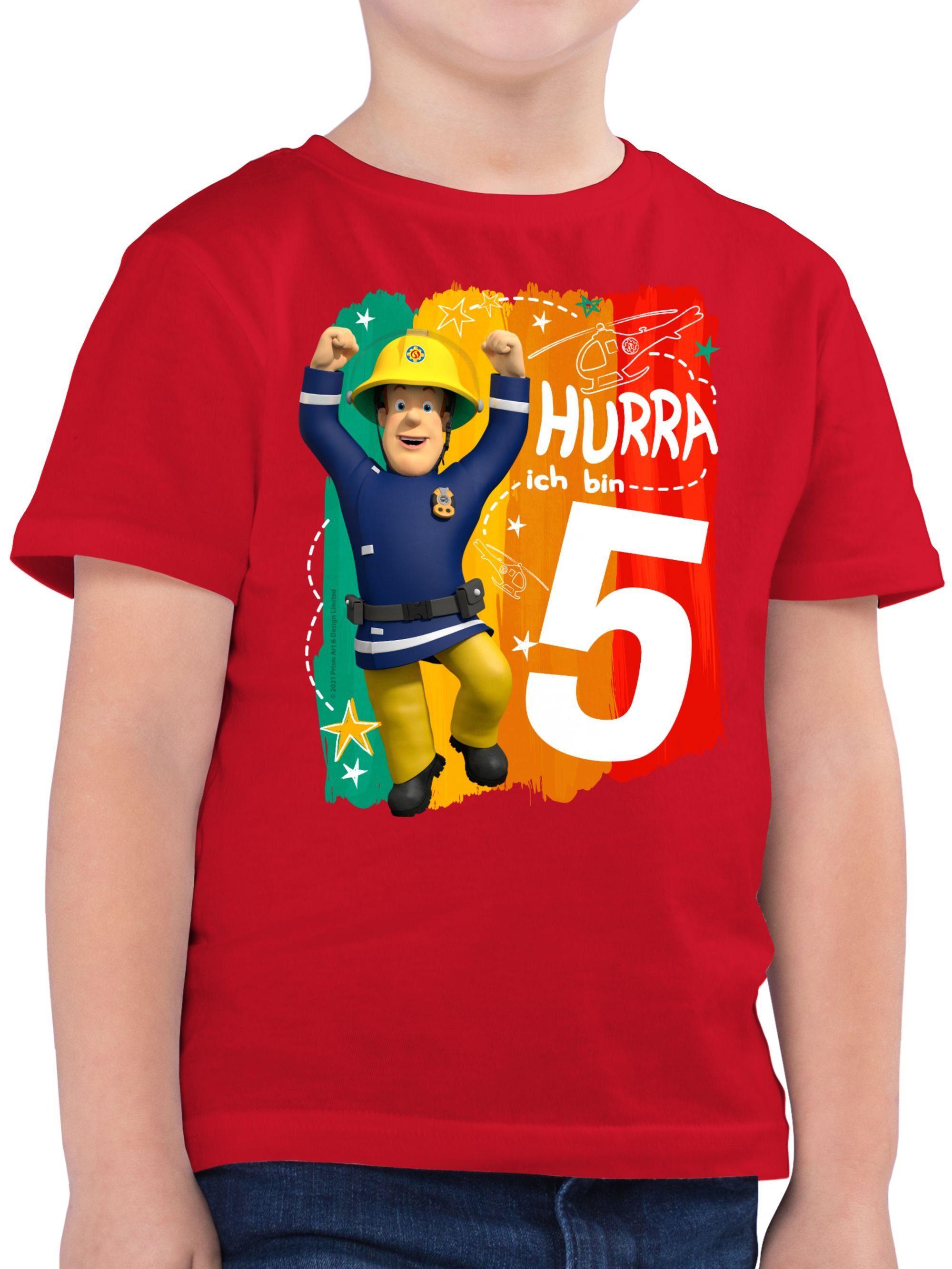 Shirtracer T-Shirt Hurra ich bin Fünf - Sam (1-tlg) Feuerwehrmann Sam Jungen