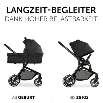 Hauck Kombi-Kinderwagen Move so Simply Set - Black, 2in1 Kinderwagen Buggy inkl. Babywanne & Sportsitz mit Liegefunktion