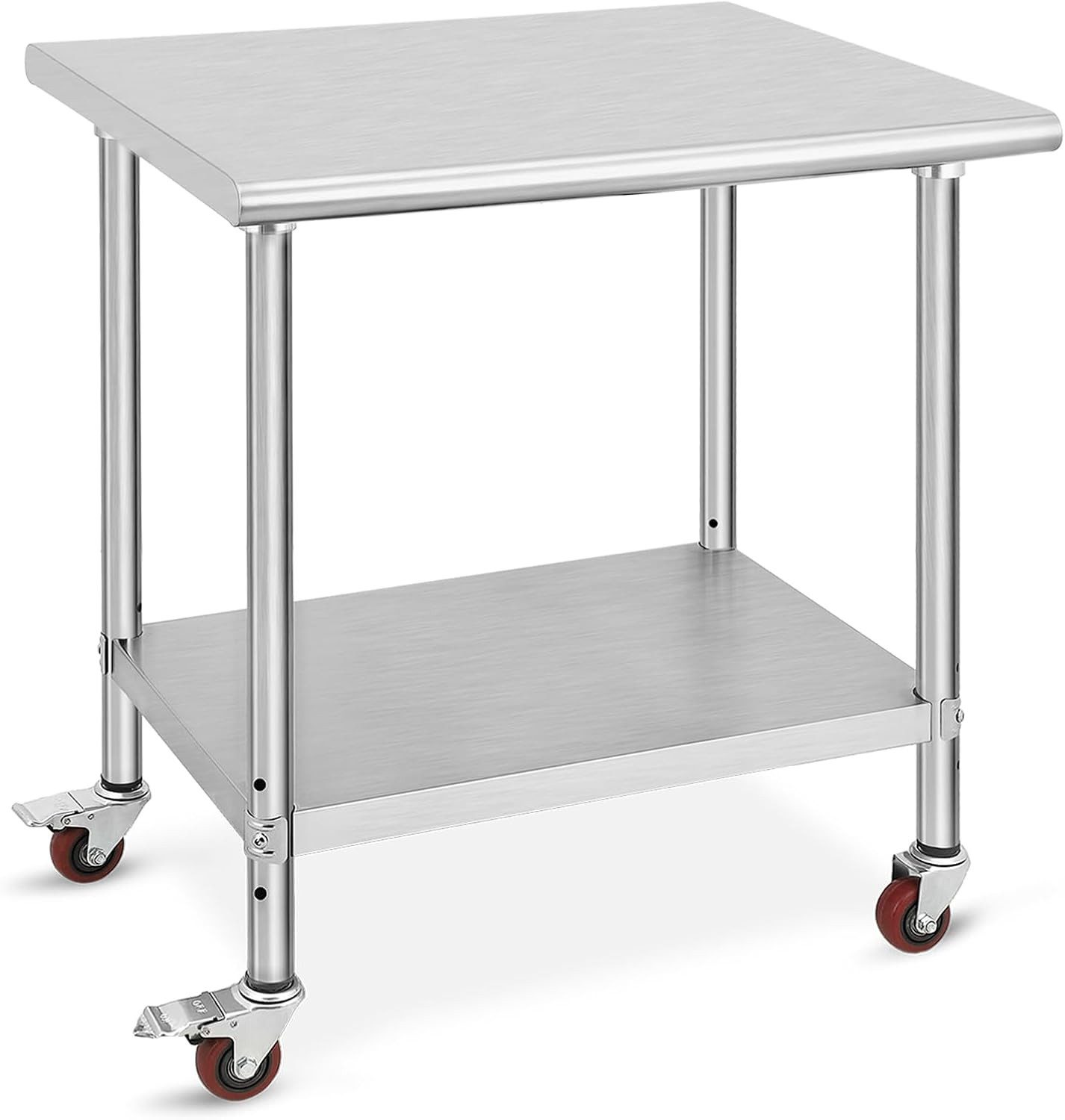 GarveeMore Arbeitstisch aus Edelstahl mit 3 Ablagen und Rollen,76x61x89cm, günstig online kaufen