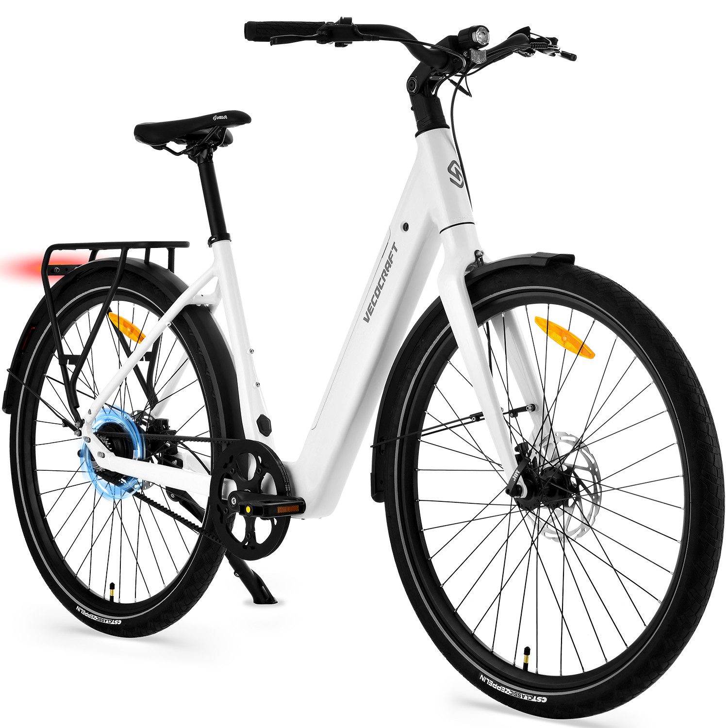 VECOCRAFT E-Bike Cityrad 28Zoll LUNA 1.0 Drehmomentsensor, 42 Nm,Gates Riemenantrieb, 1 Gang, Heckmotor, 360 Wh, (bis zu 100KM), Pedelec, EN 15194 zertifiziert für Damen & Herren,Samsung Akku