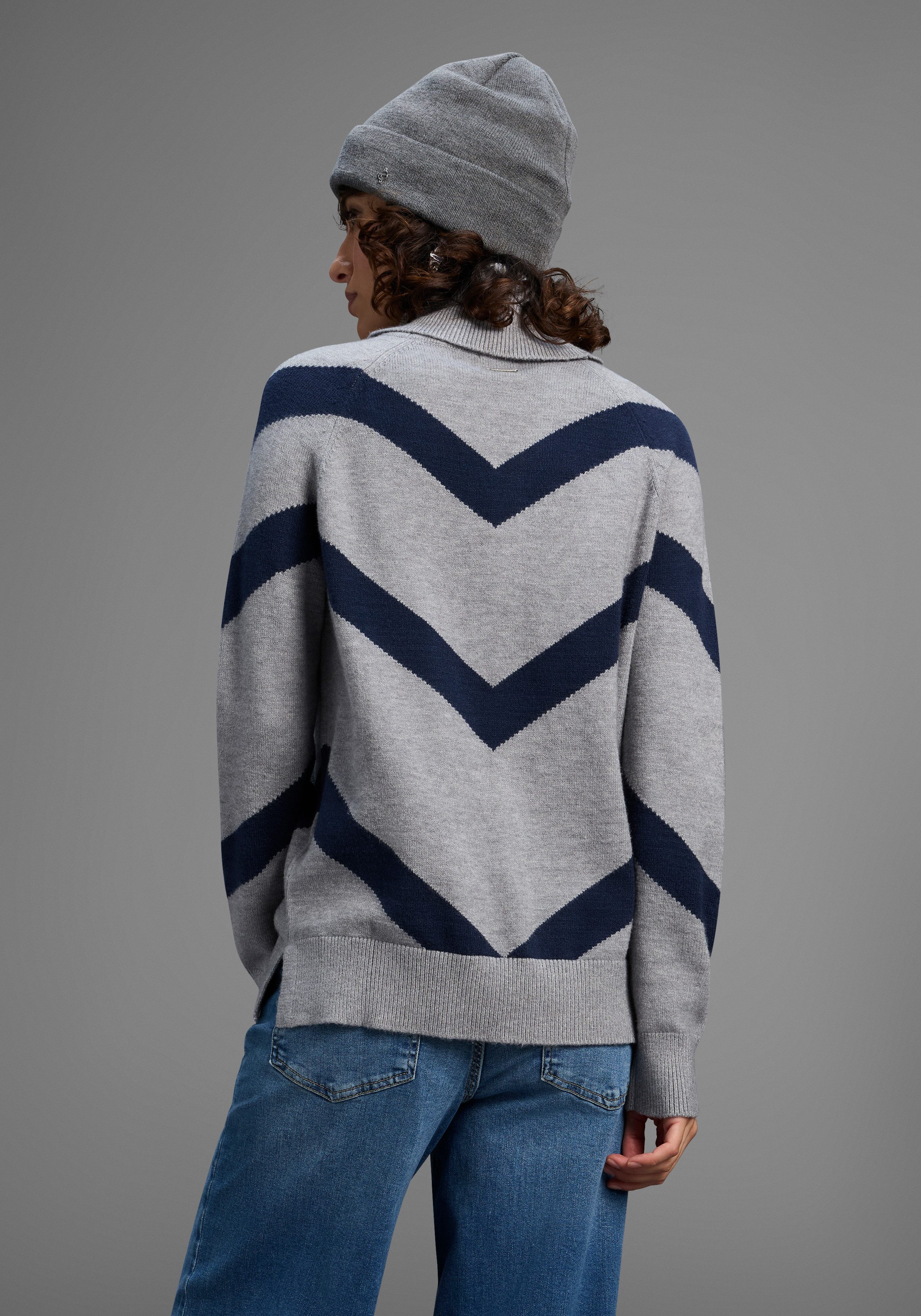 Laura Scott Rollkragenpullover kuscheliger Winterstrick mit lässigem Streif günstig online kaufen