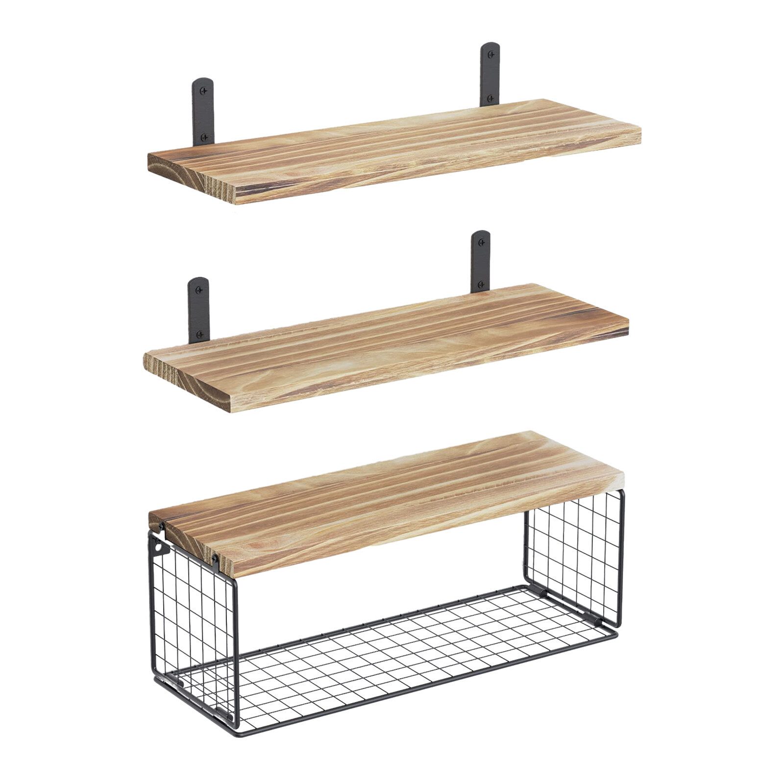 Wandregal Badezimmerregal Wandboard Schweberegal Küchenregal aus holz, 2-in-1