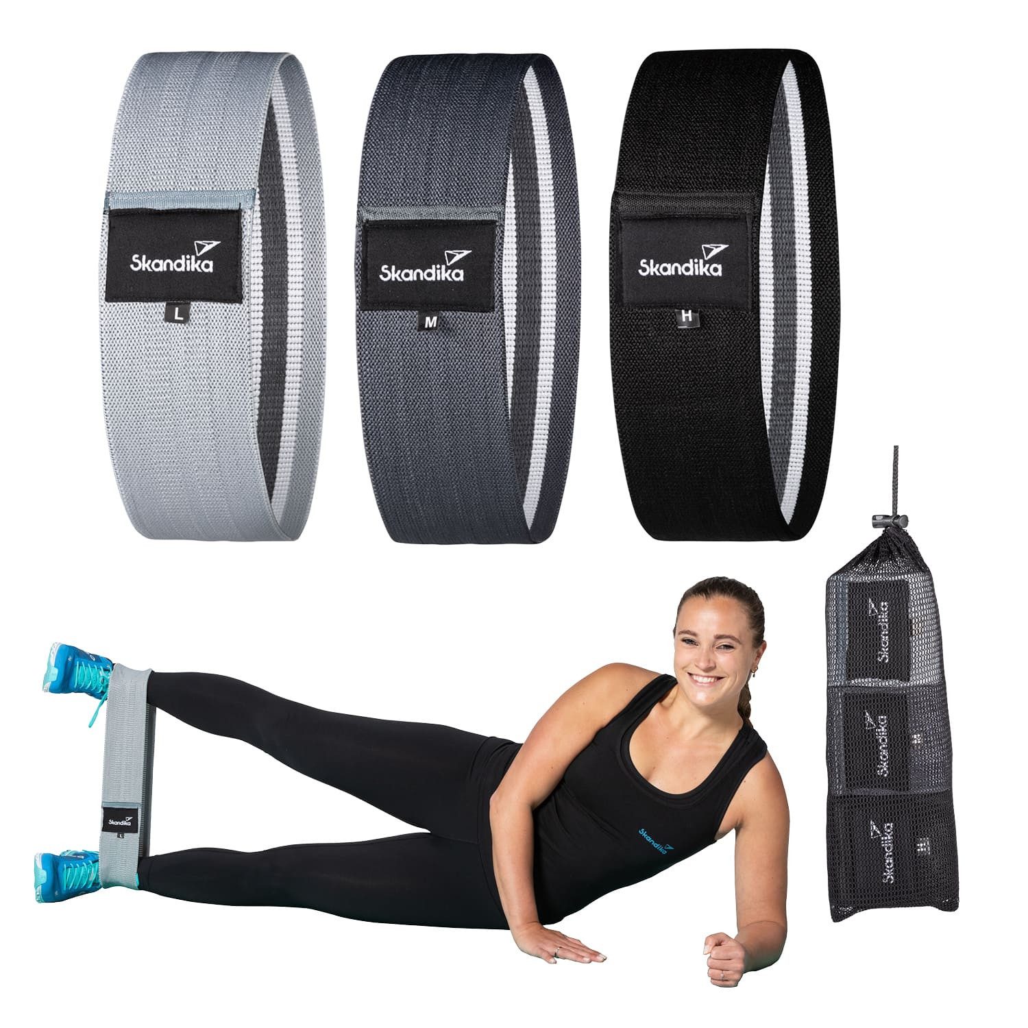 Trainingsbänder Fitnessbänder aus Stoff 3er-Set, Resistance Booty Bands, rutschfest