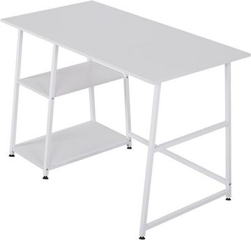 Woltu Schreibtisch (1-St), PC Laptop Tisch, mit 2 Ablagen, aus MDF und Stahl
