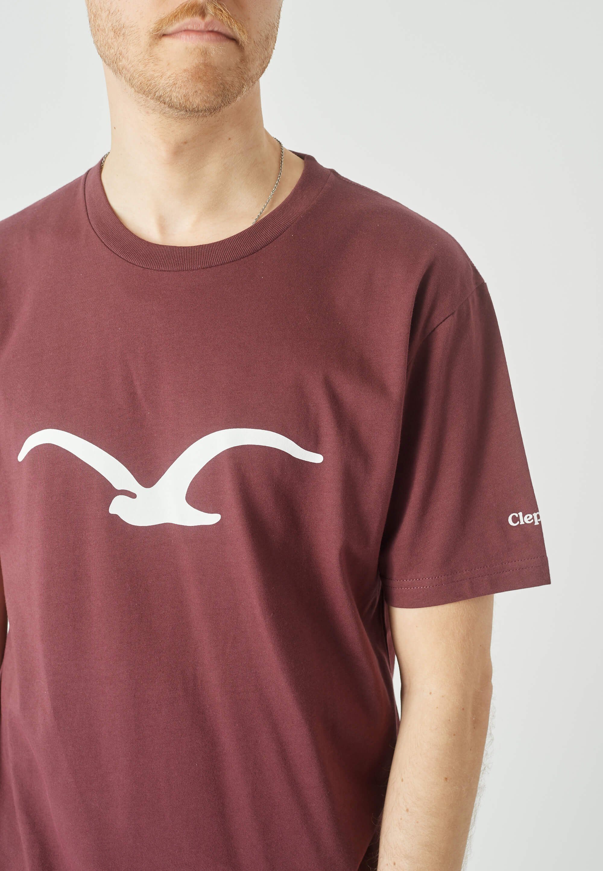 Cleptomanicx T-Shirt Mowe mit klassischem dunkelbraun-weiß Print
