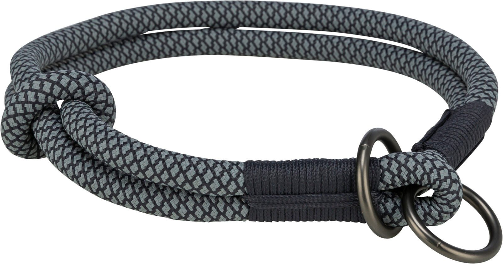 TRIXIE Hunde-Halsband Soft Rope Zug-Stopp-Halsband - schwarz/grau - 25 cm/ø 6 mm, Tau