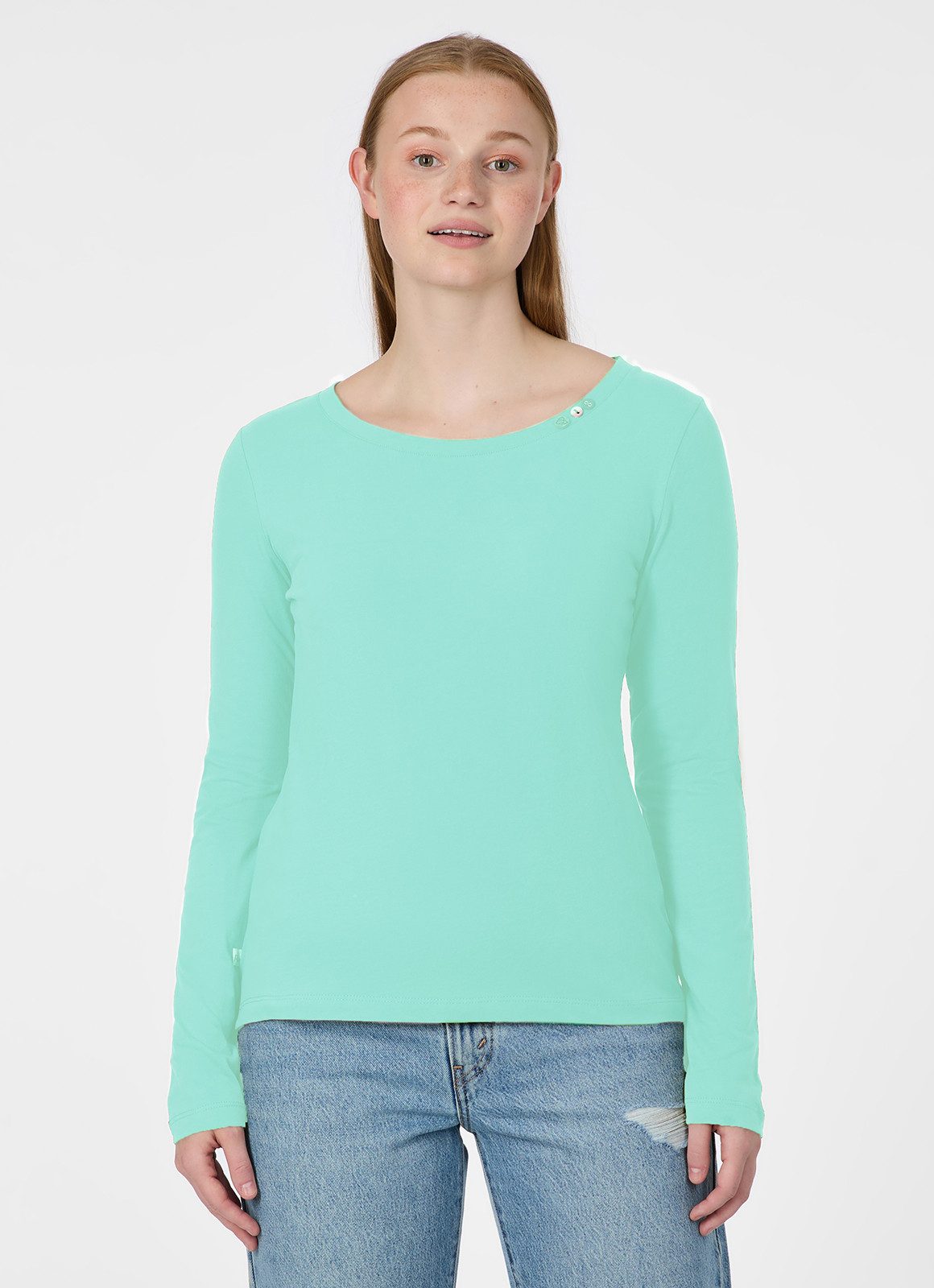 Ragwear Langarmshirt FLLORAH LONG GOTS Bestseller aus Single Jersey mit softem Finish und Knöpfen