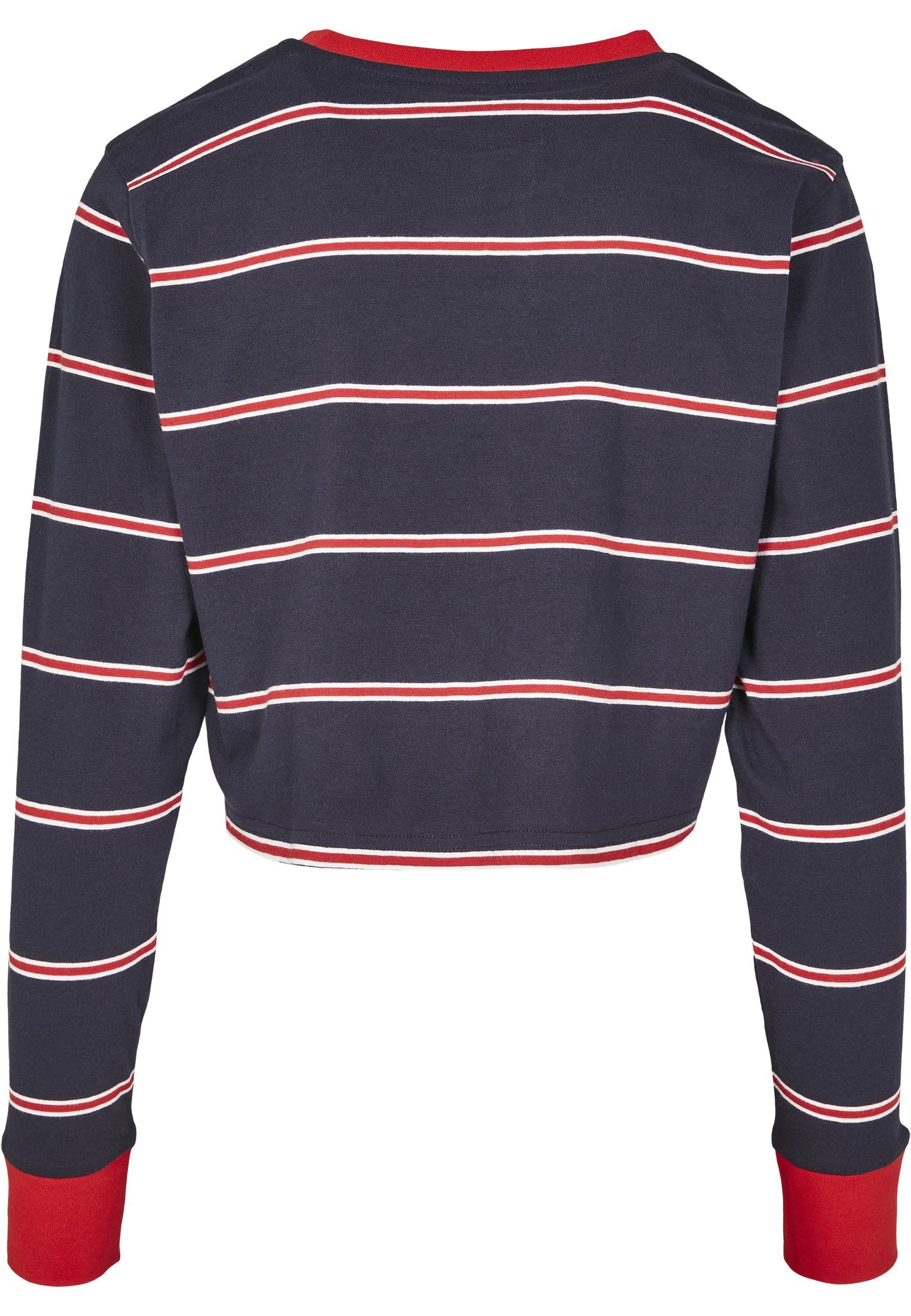 URBAN CLASSICS Langarmshirt Yarn Short Dyed Damen Skate Yarn TB2990 LS Stripe (1-tlg) midnightnavy/red Dyed Ladies Short